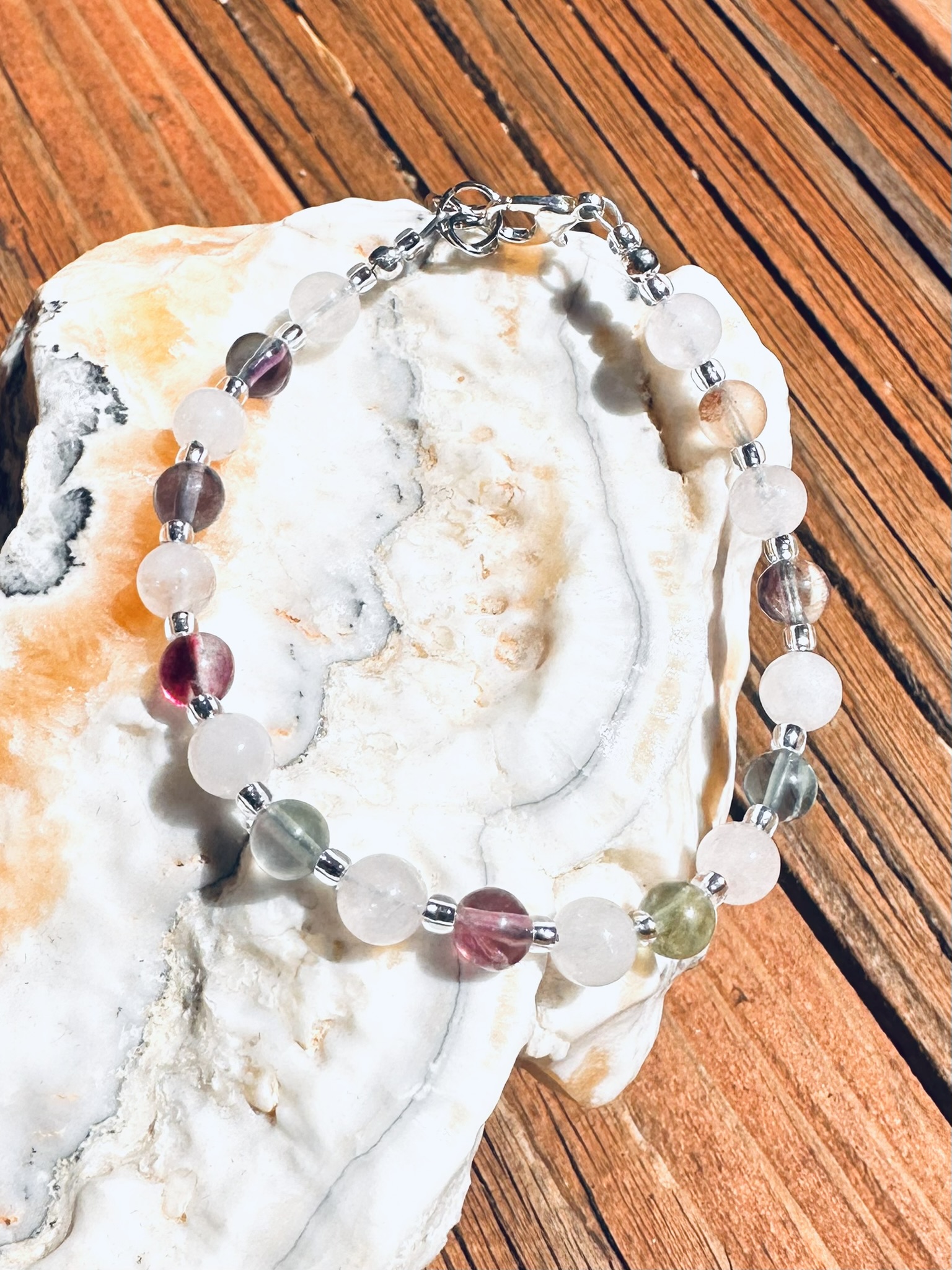 Archangel Chamuel Adjustable Bracelet | Rose Quartz & Fluorite 