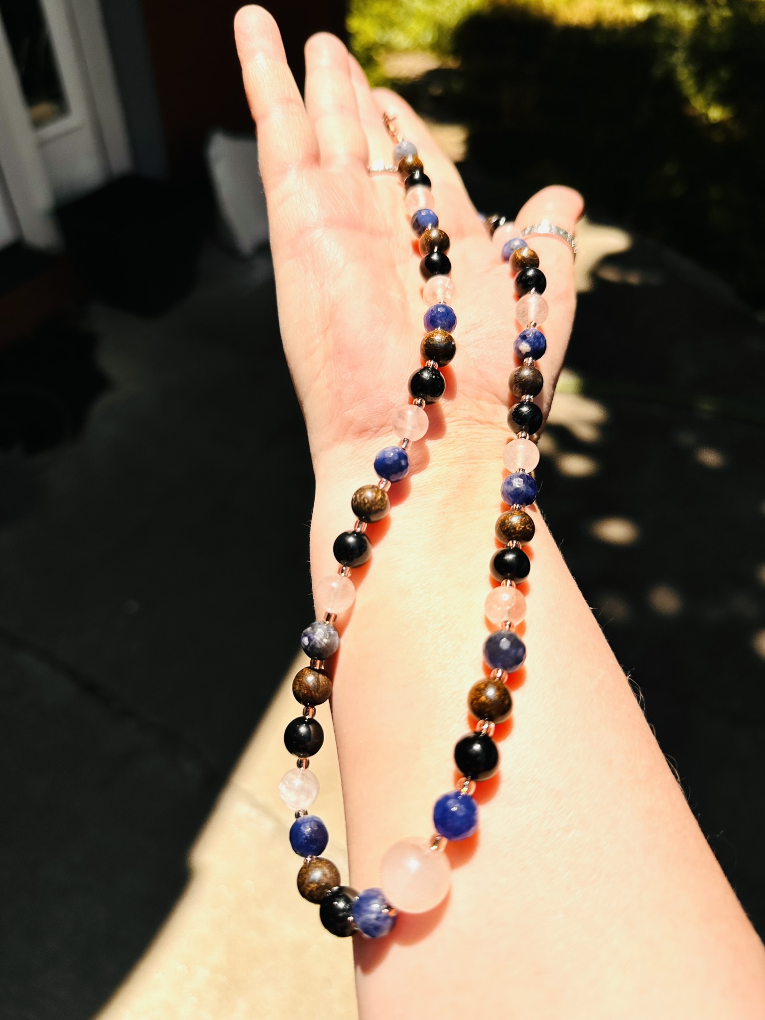 Anger Alchemy Gemstone Necklace | Rose Quartz, Sodalite, Bronzite & Black Tourmaline