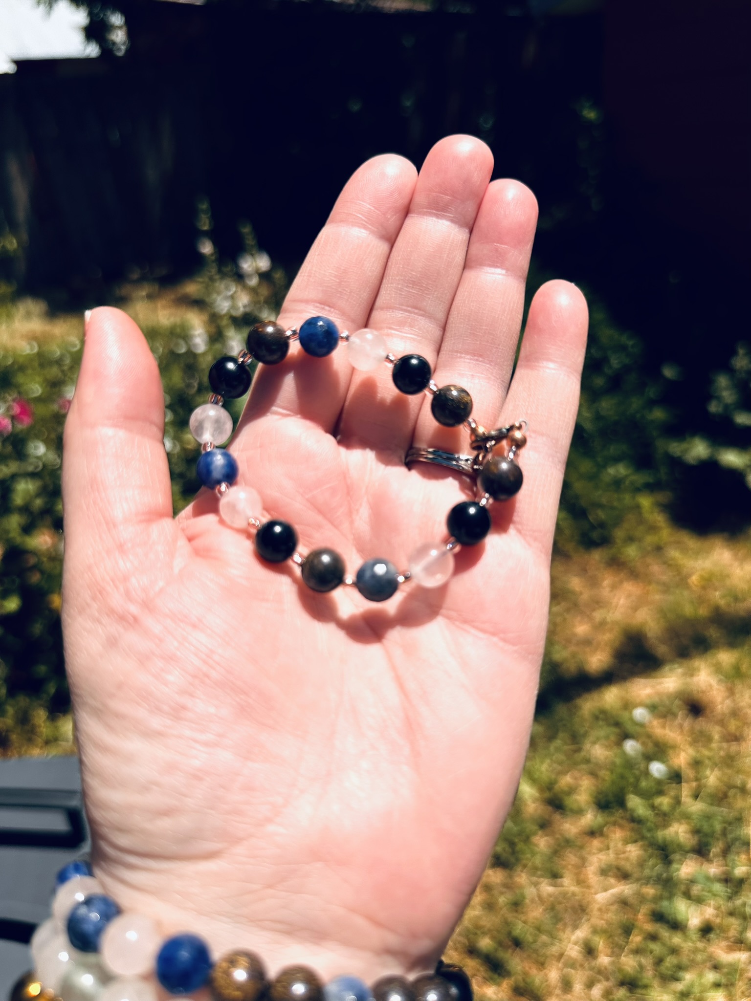 Anger Alchemy Adjustable Bracelet | Rose Quartz, Bronzite, Black Tourmaline & Sodalite