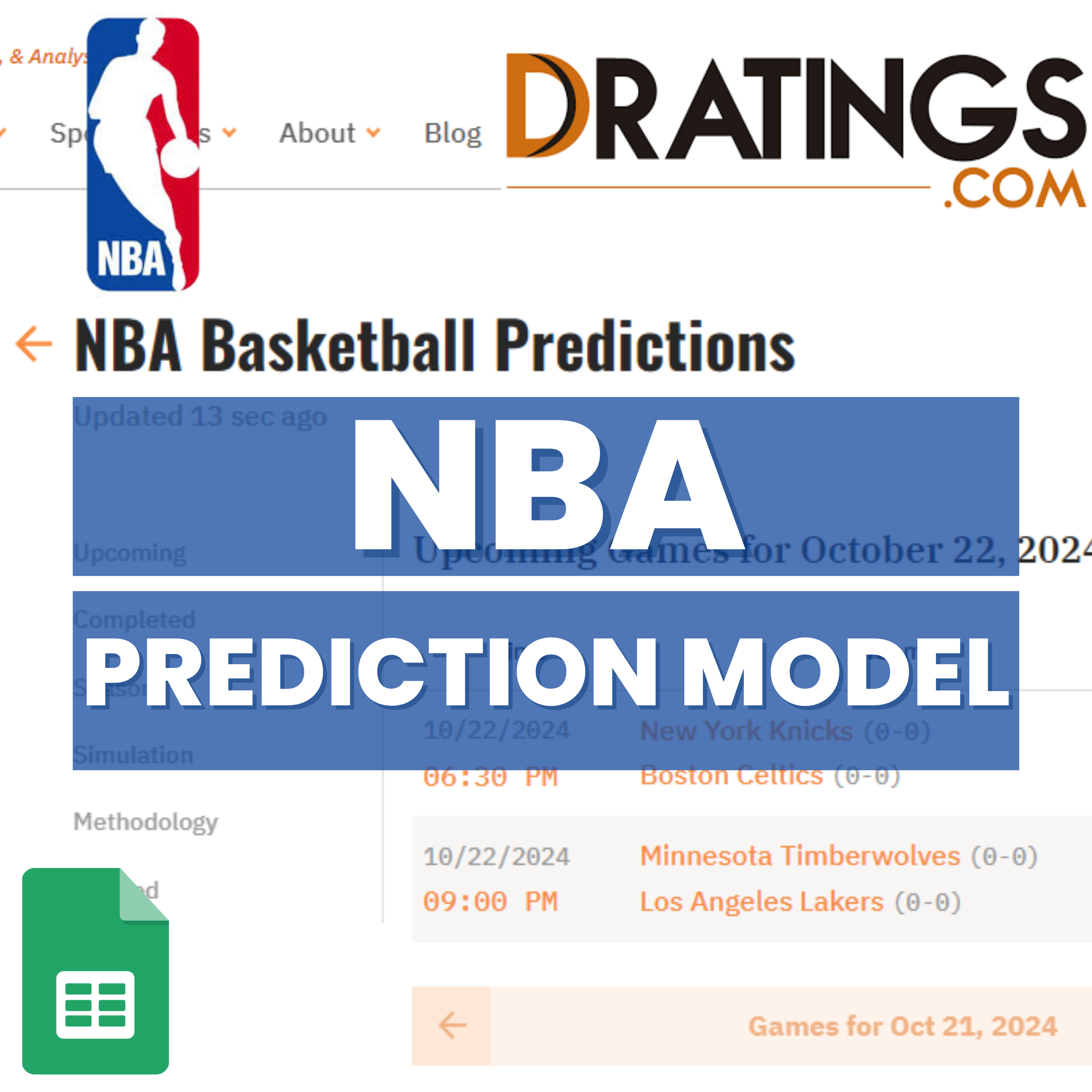 NBA Basketball - DRatings +EV Betting Model | Sheets