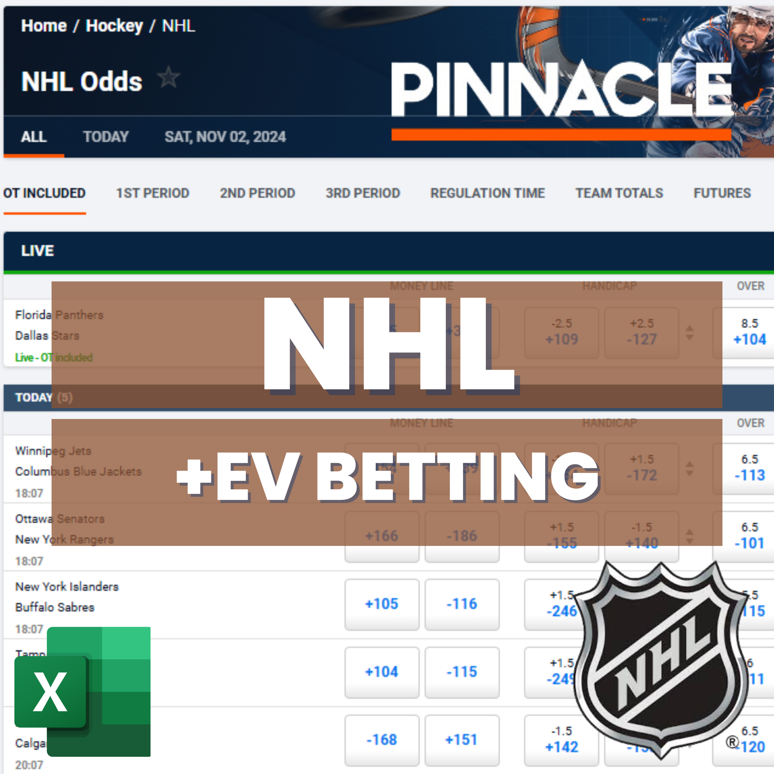NHL Hockey - Top Down - Expected Value Betting Model | Excel