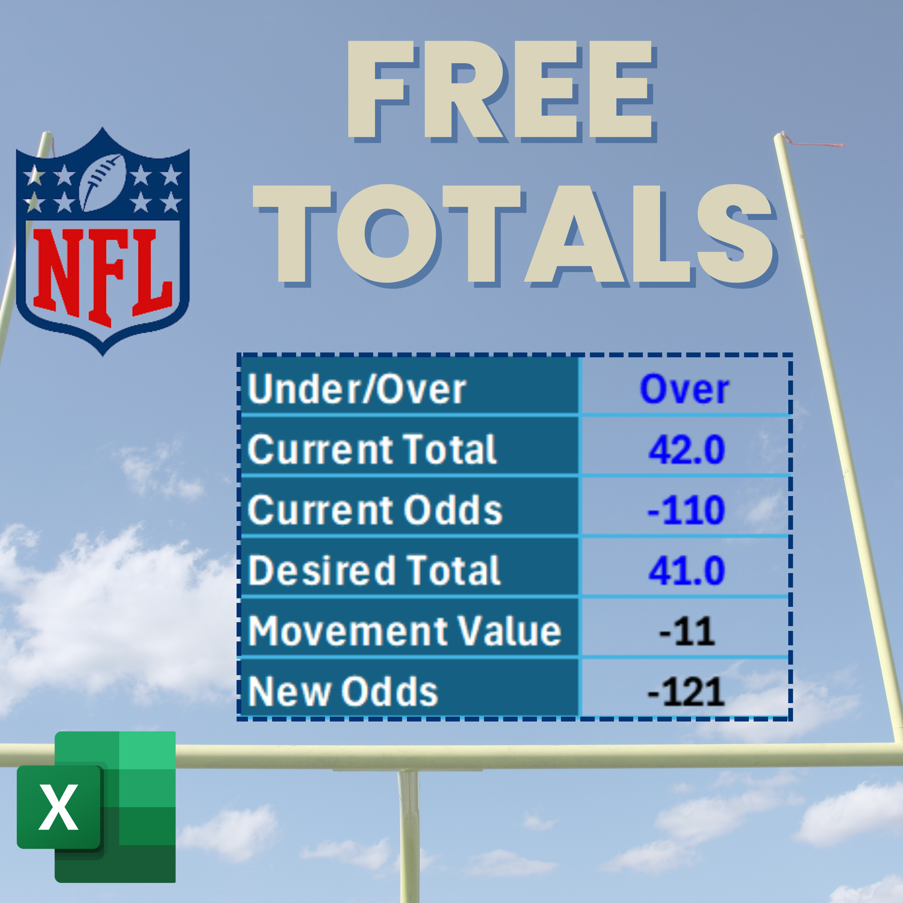 NFL Football - Half Point Totals - Free Calculator