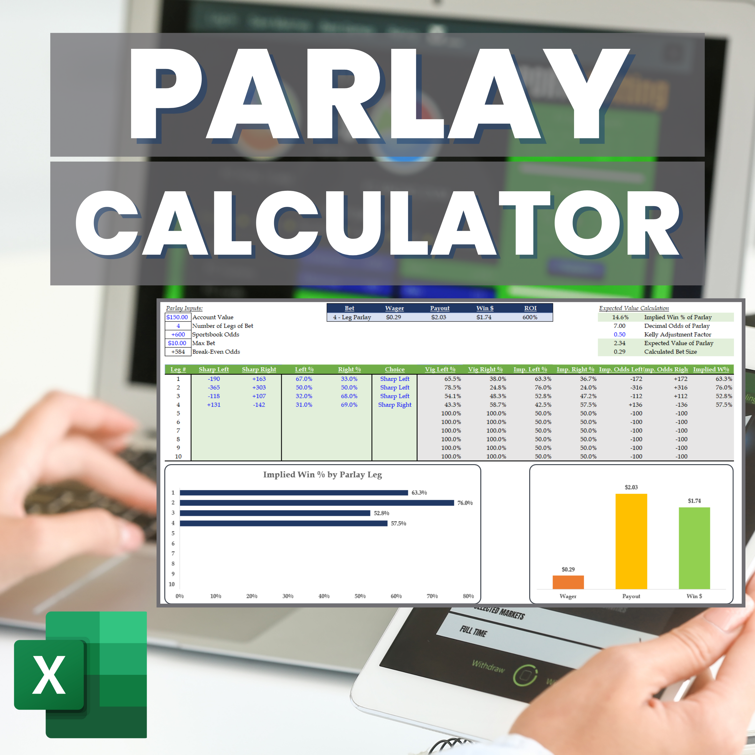 Sports Betting +EV Parlay Calculator | Excel