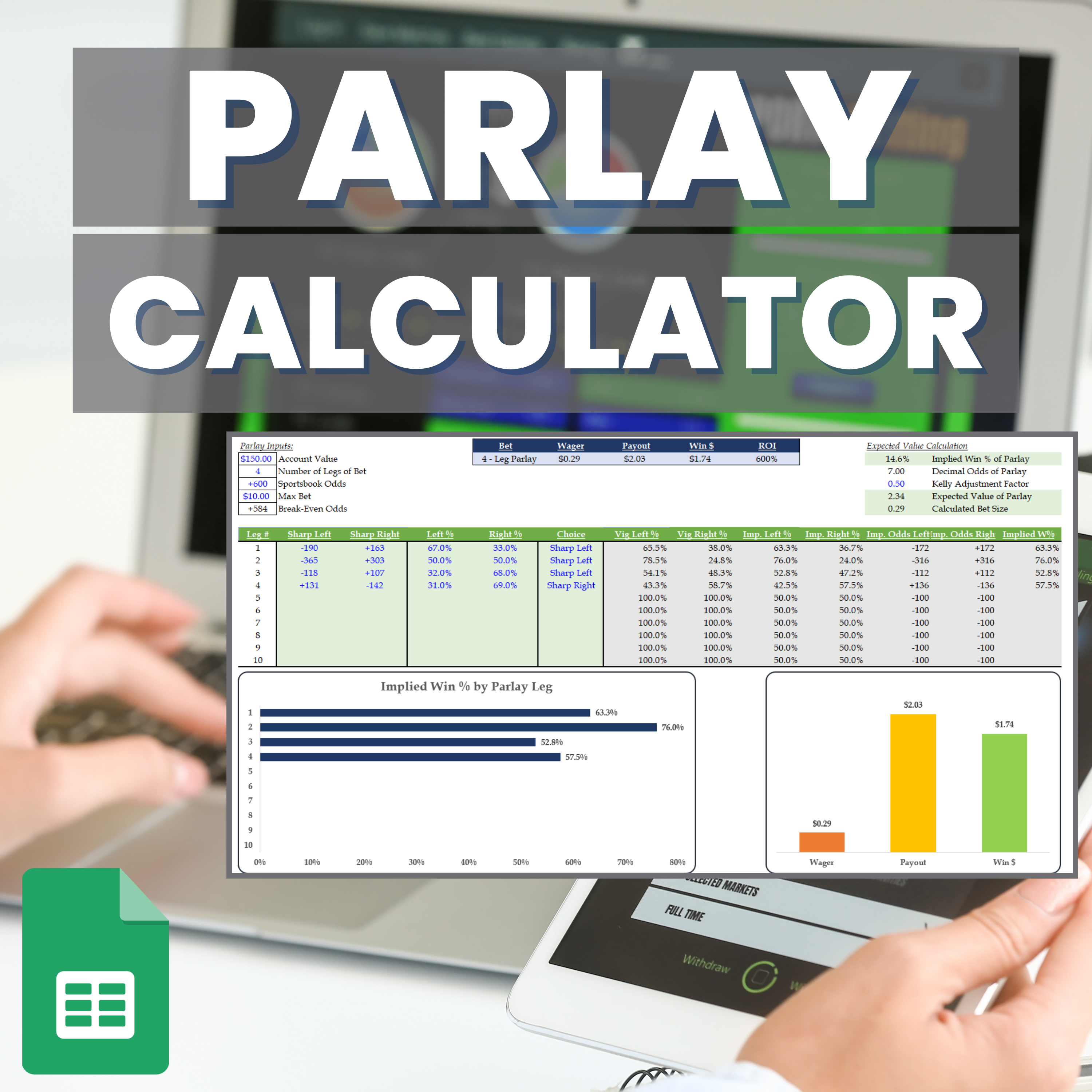 Sports Betting +EV Parlay Calculator | Sheets