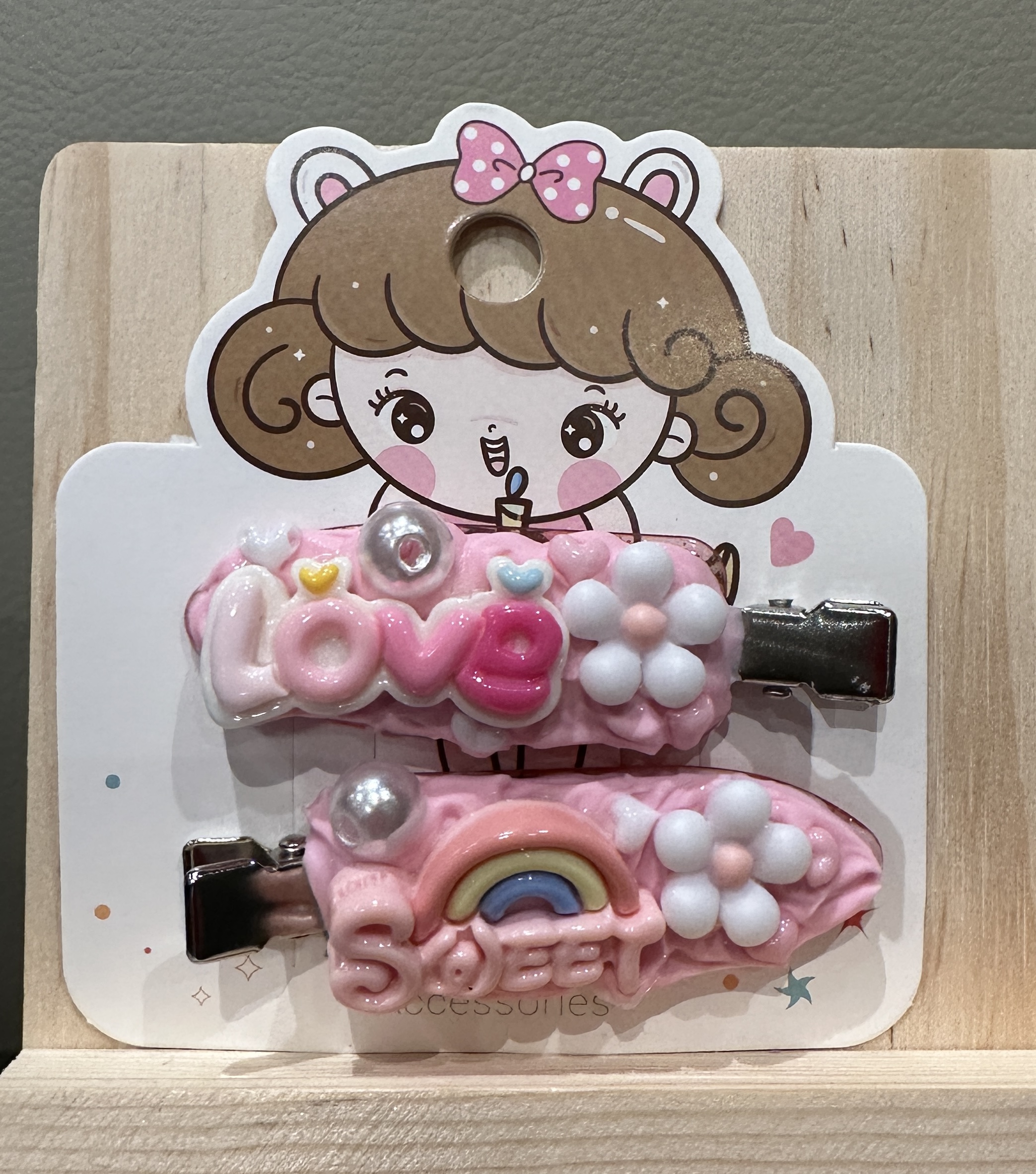 Cute Pink Hair Clips Set