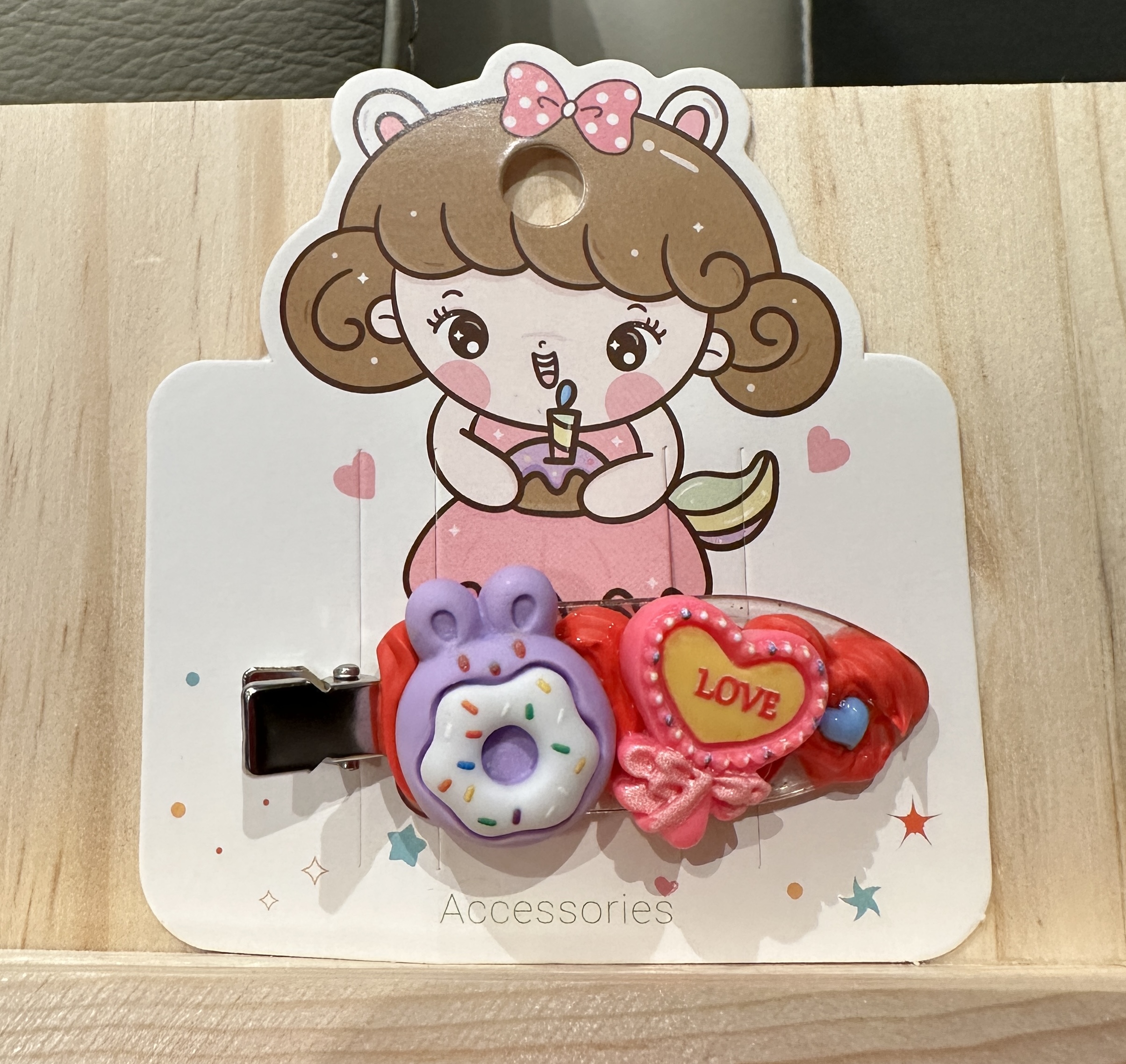 Cute Donut and Heart Love Hair Clip
