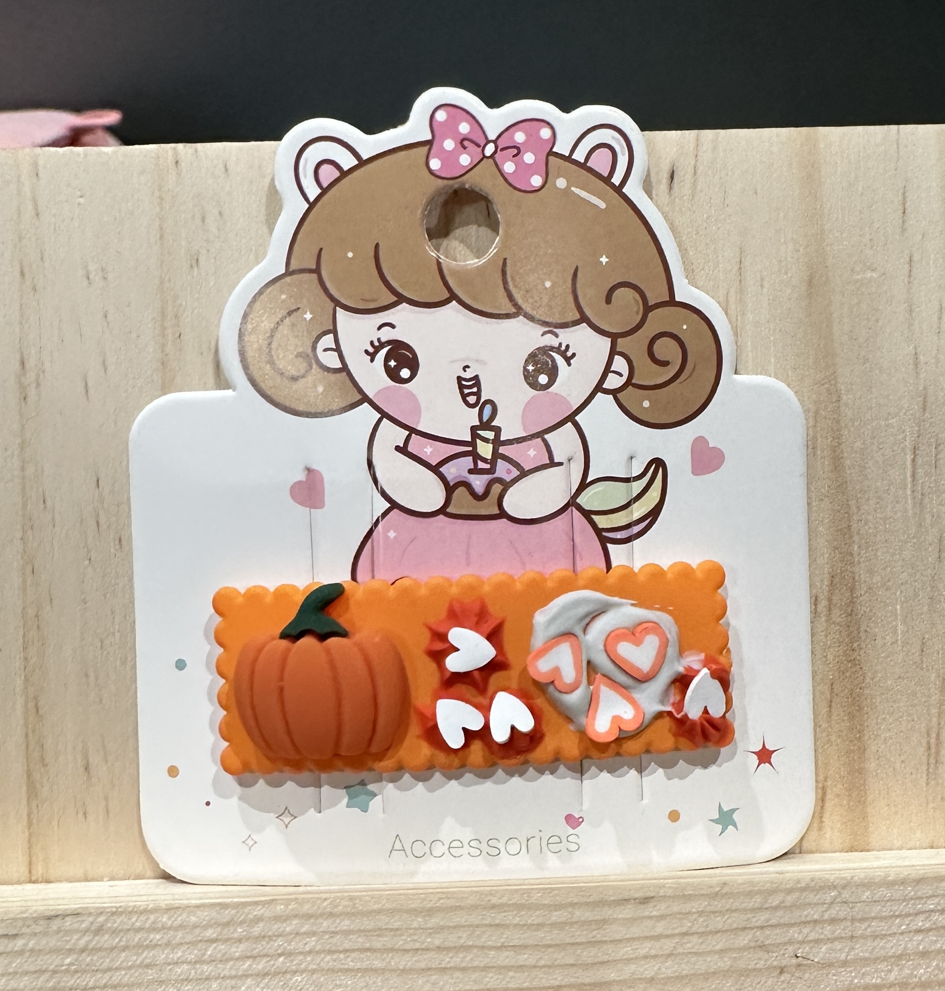 Pumpkin and Heart Hair Clip