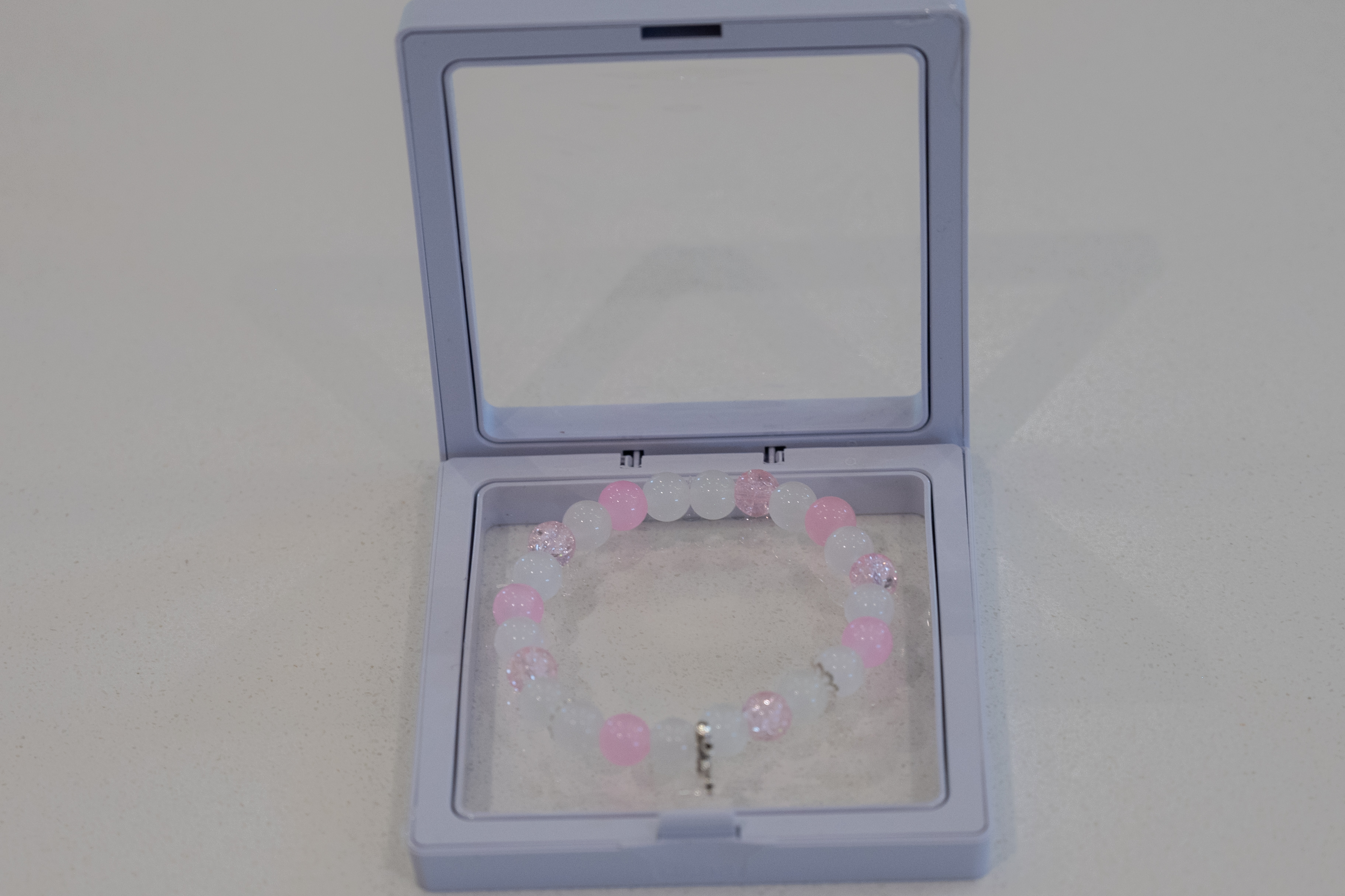Pink and White Beaded Bracelet