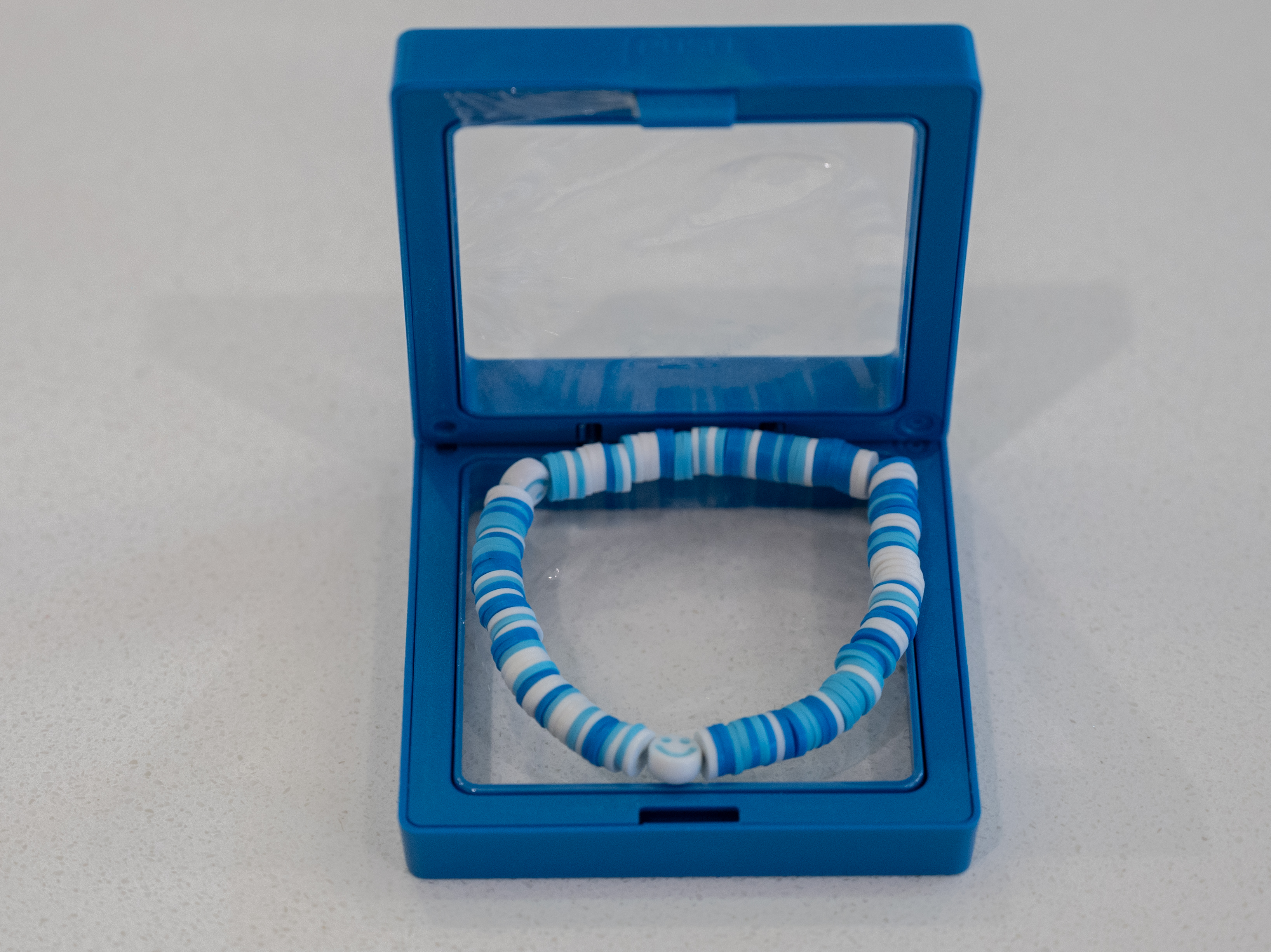 Blue and White Beaded Bracelet