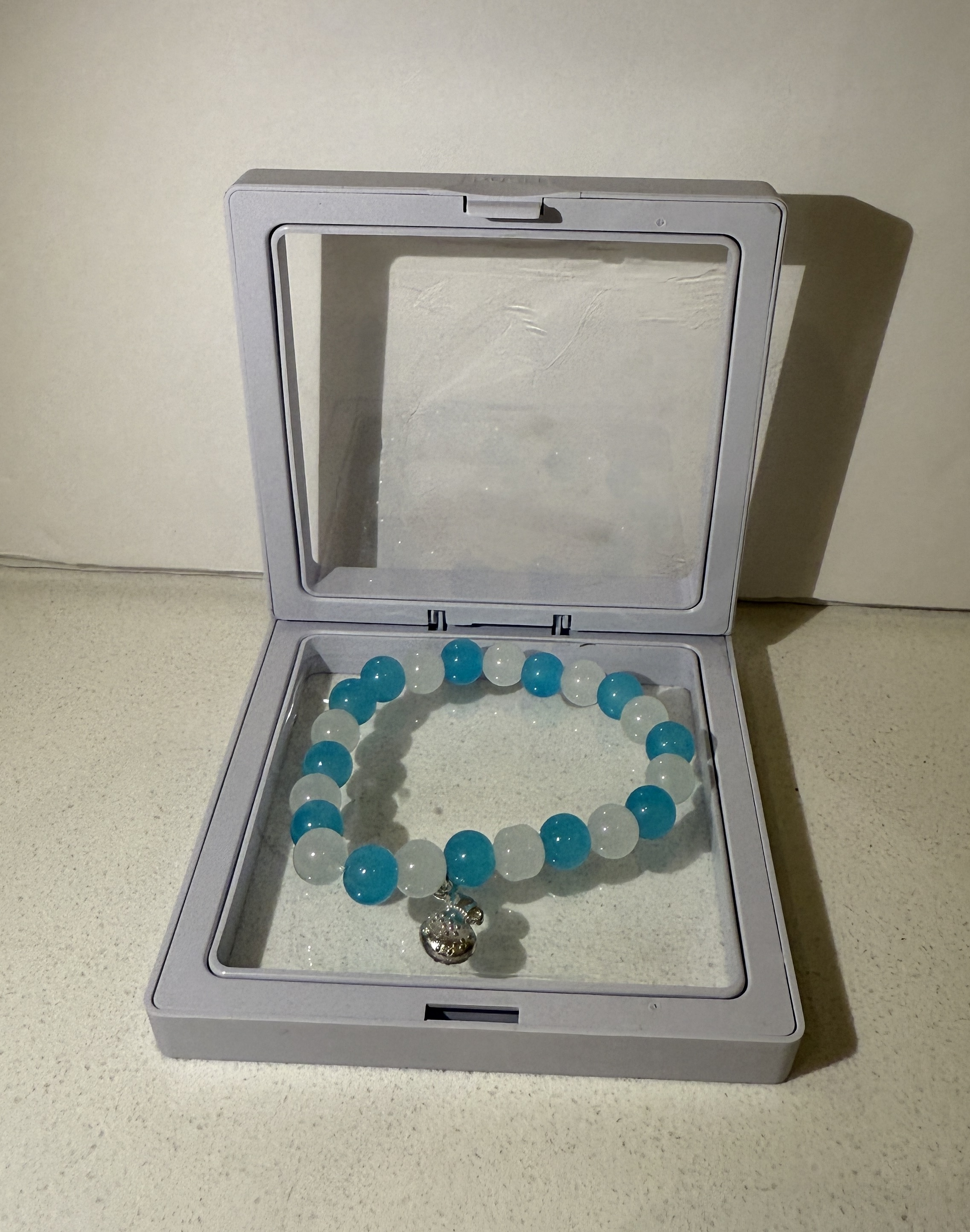 Blue and White Beaded Bracelet