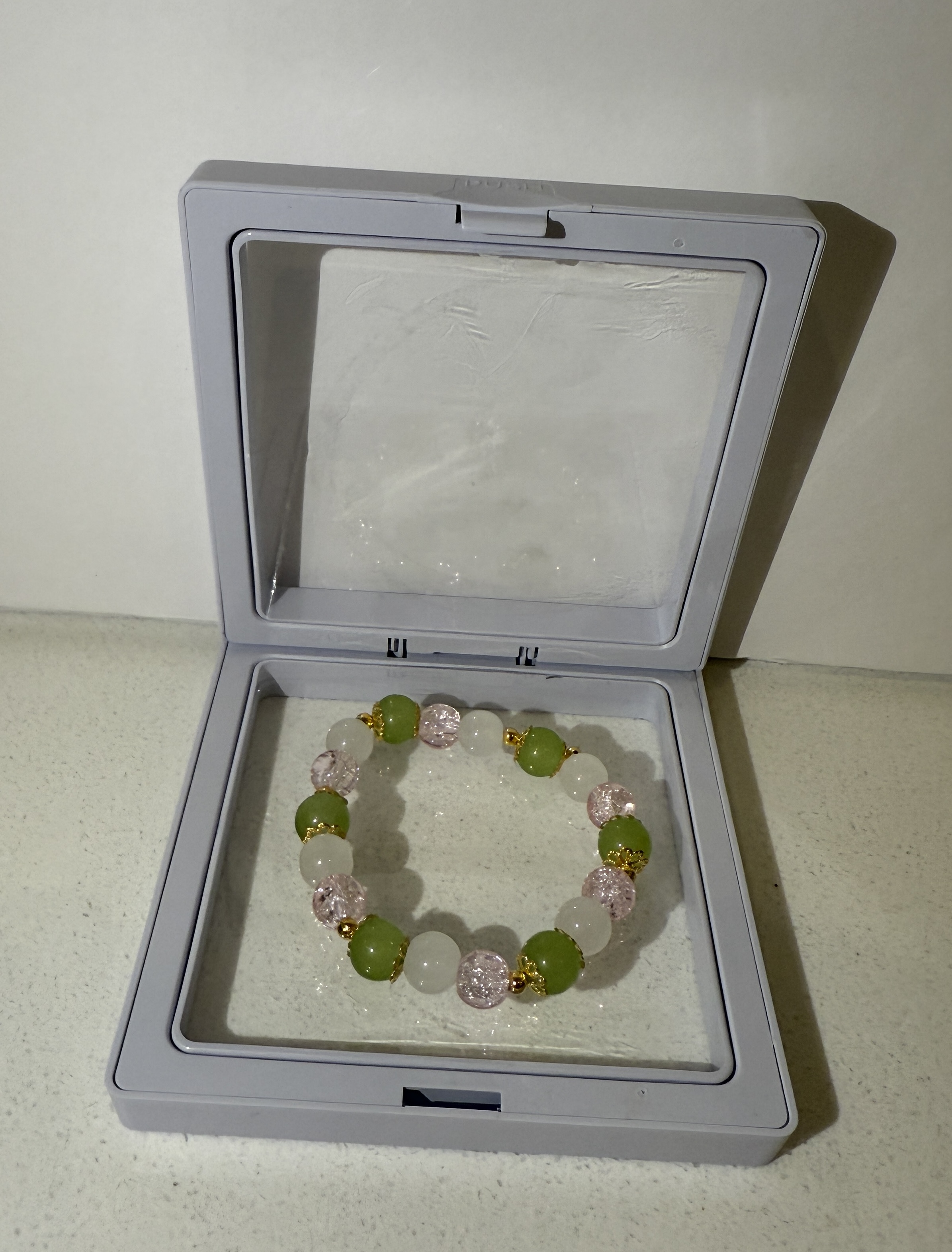 strawberry matcha beaded bracelet