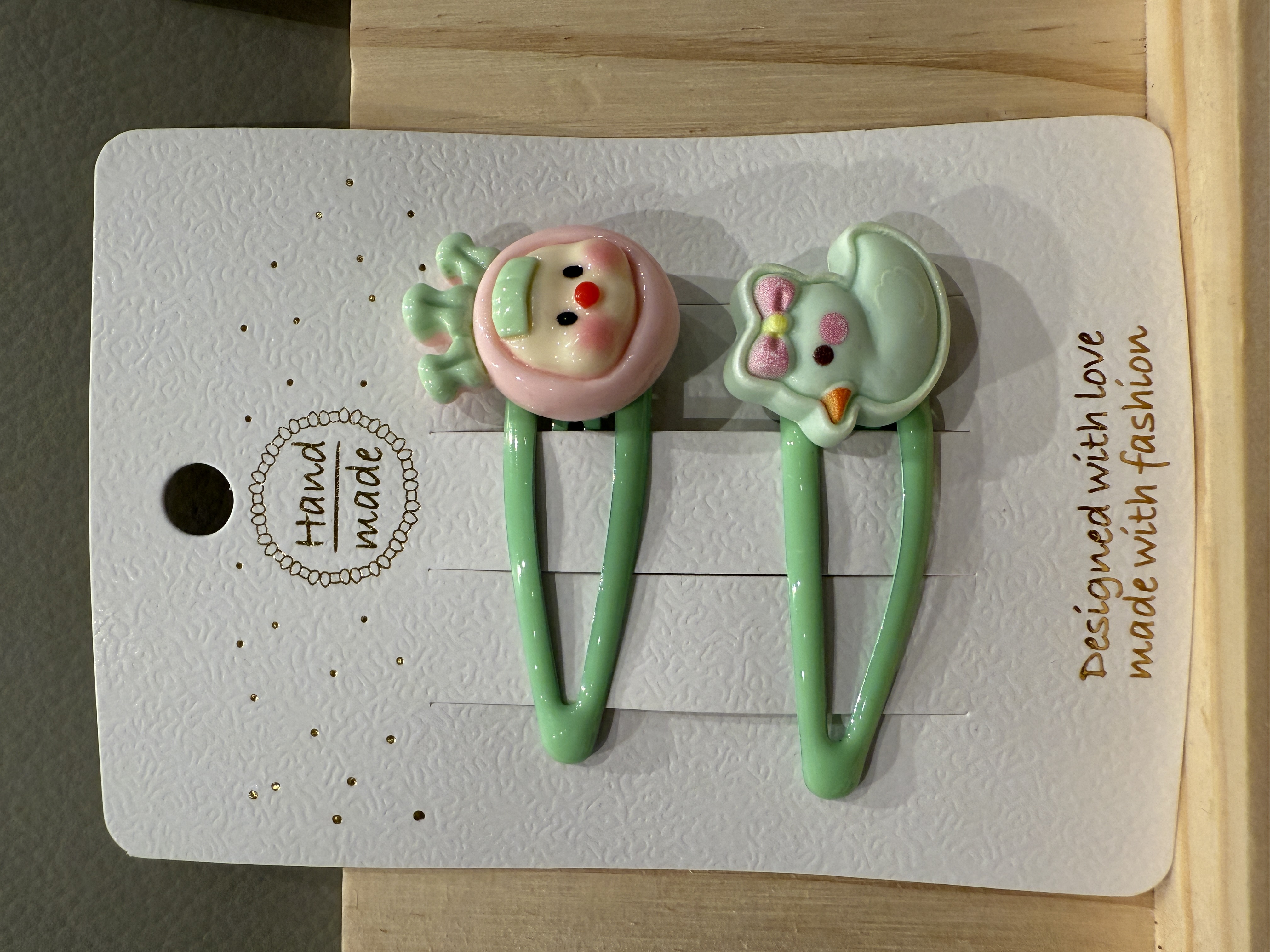 Green Duck Set Hair Clips