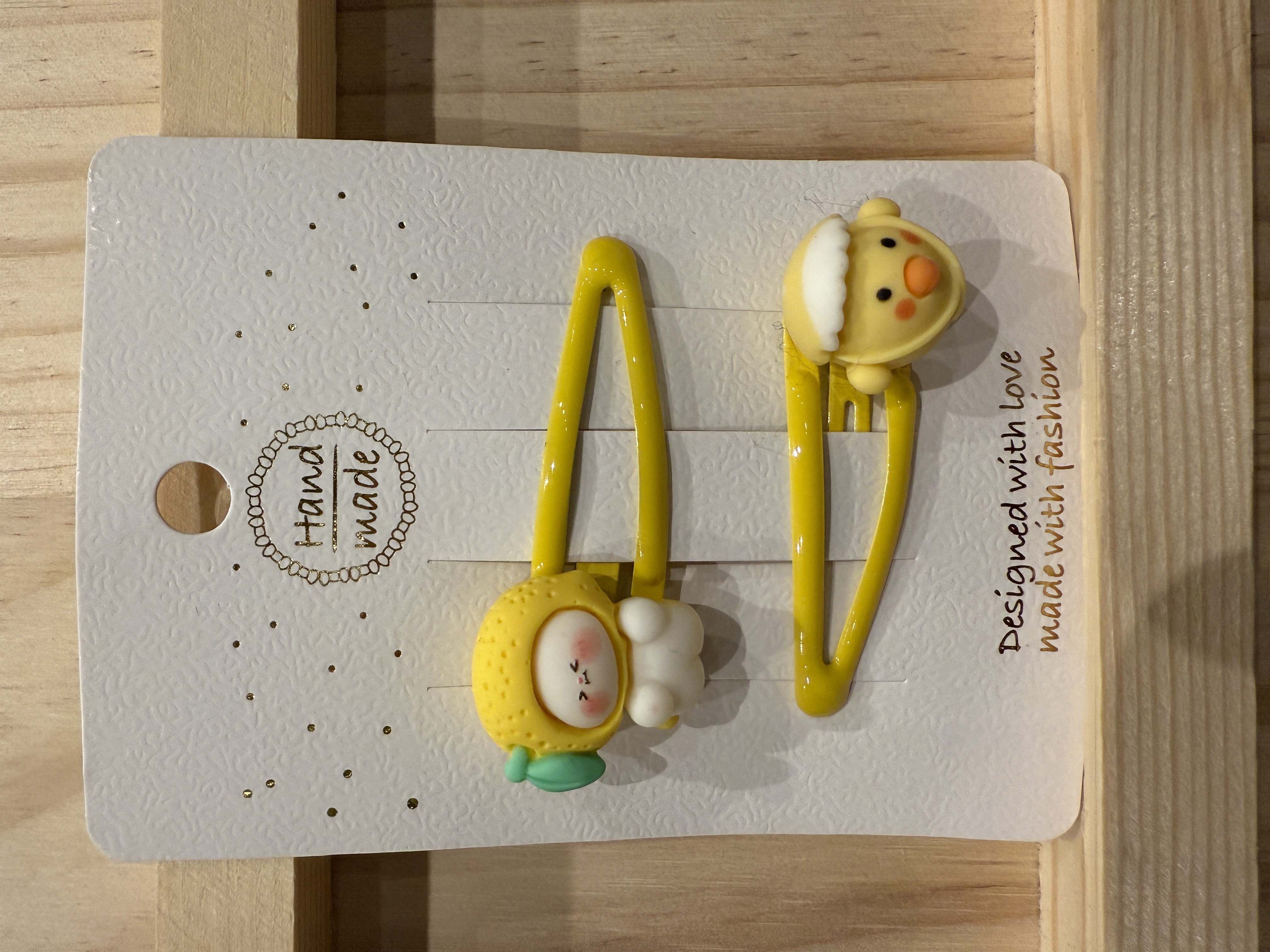 Yellow Duck Hair Clips Set