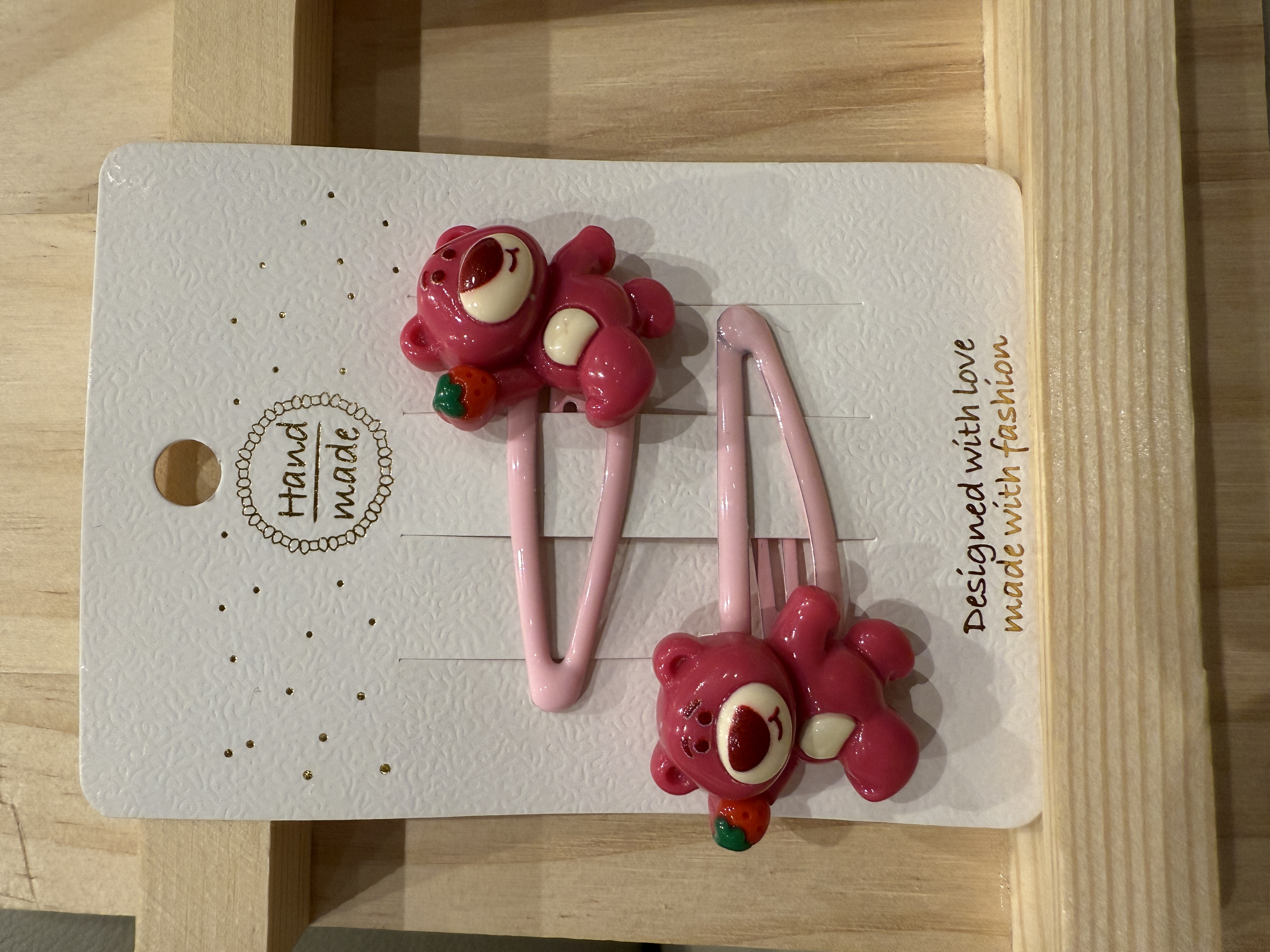 Cute Pink Bear Hair Clips
