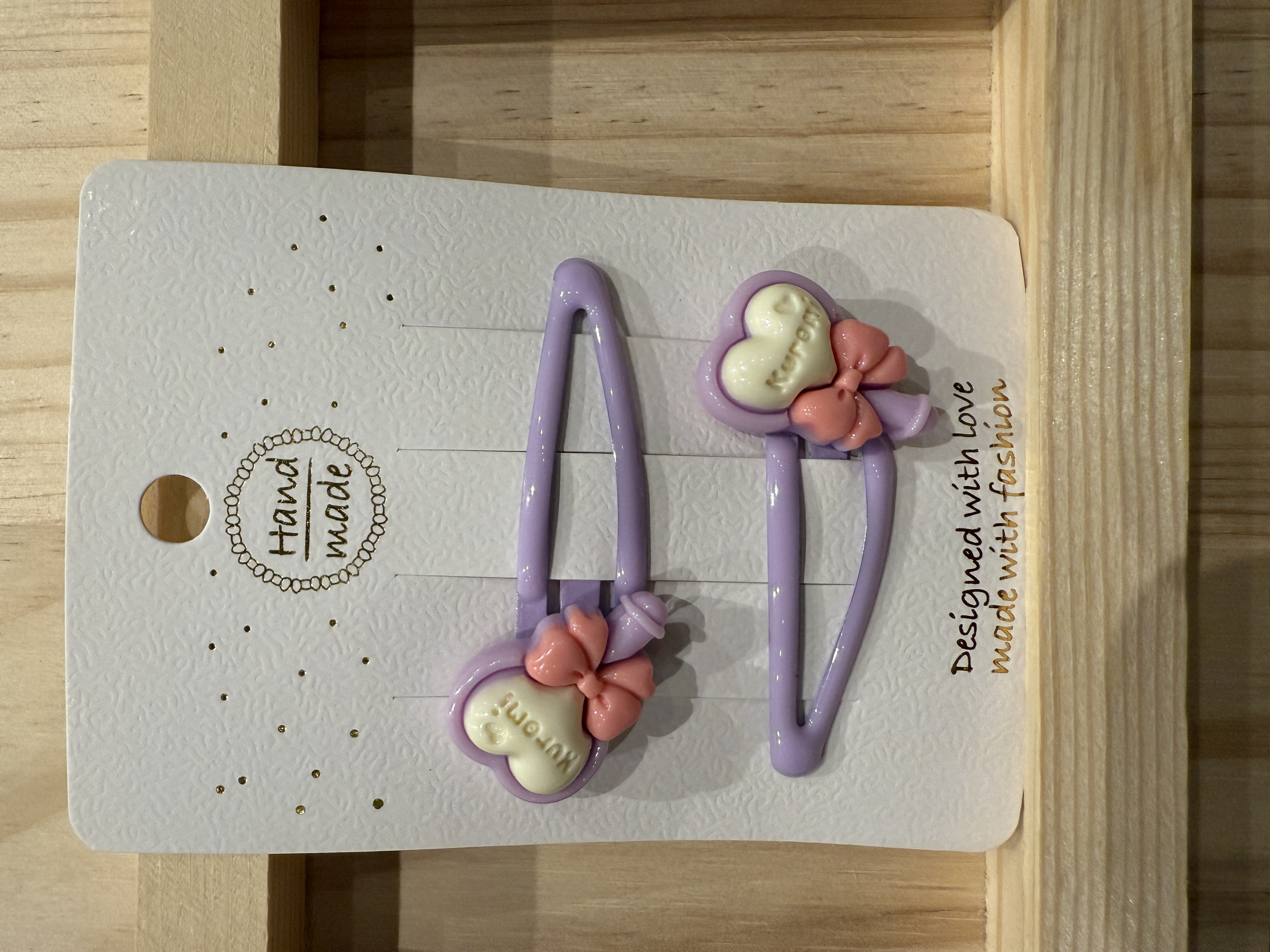 Purple Heart Wand Hair Clips