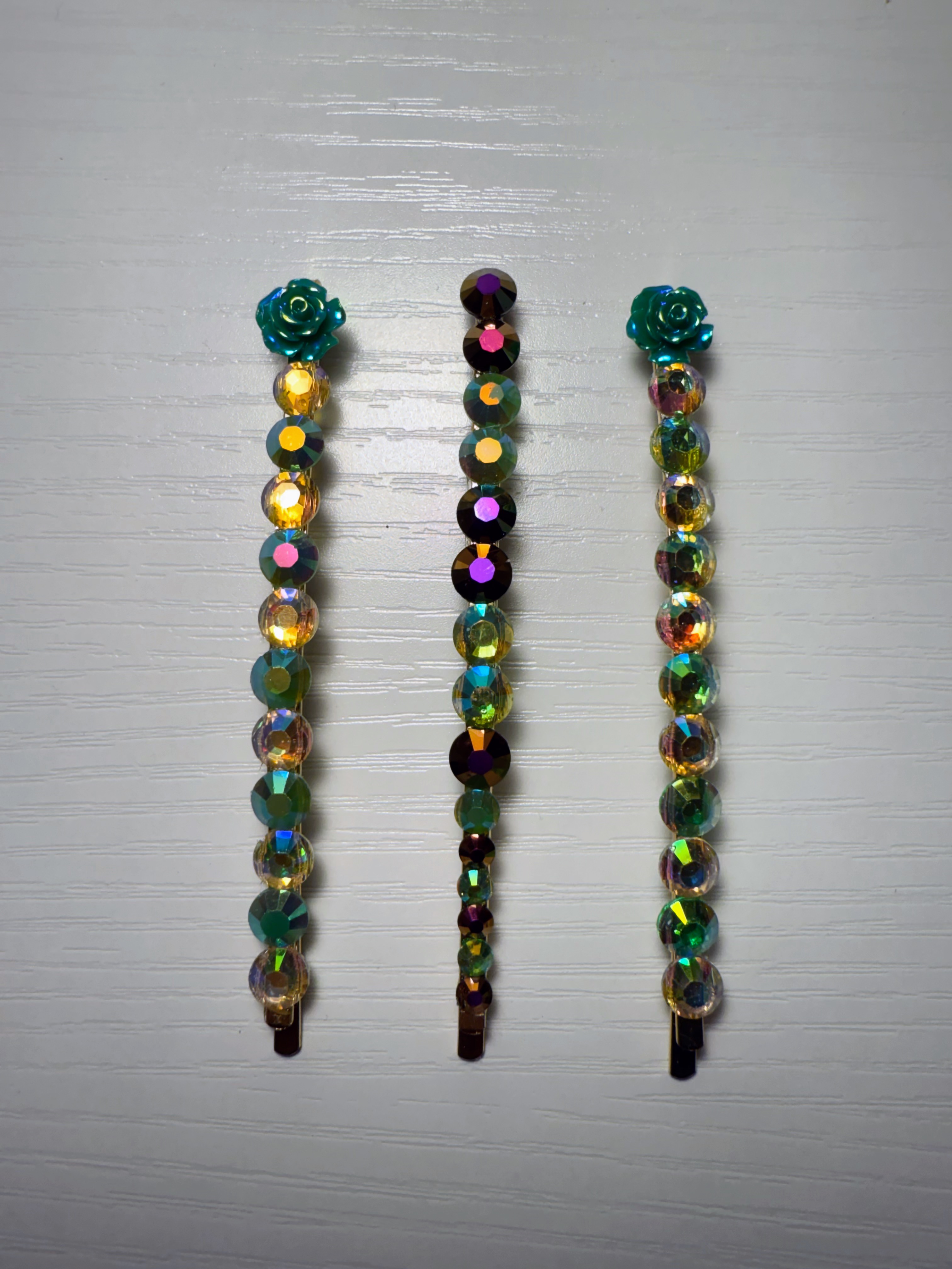Iridescent Beaded Hairpins Set