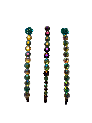 Iridescent Beaded Hairpins Set