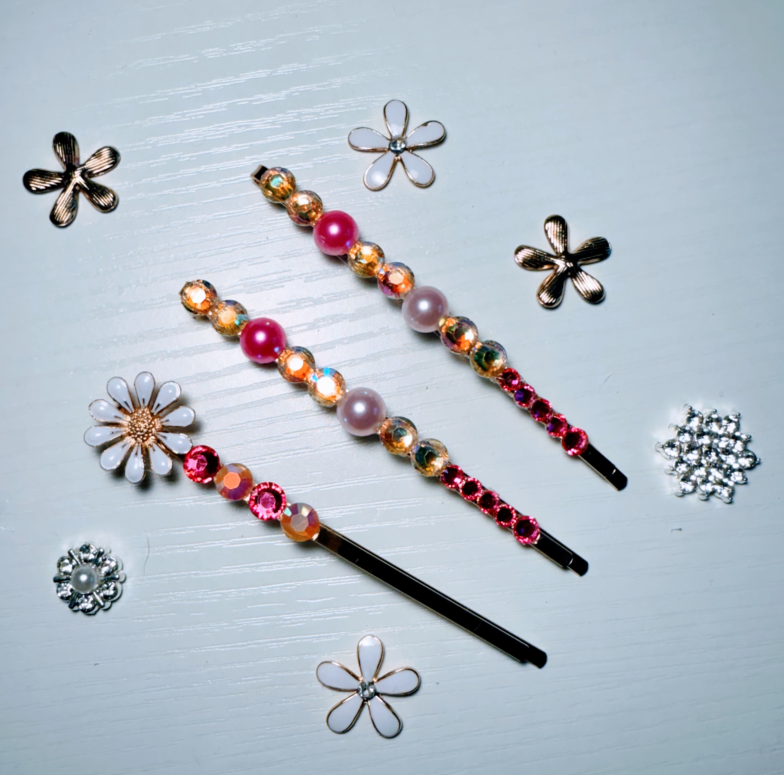 Colorful Beaded Hairpins Set