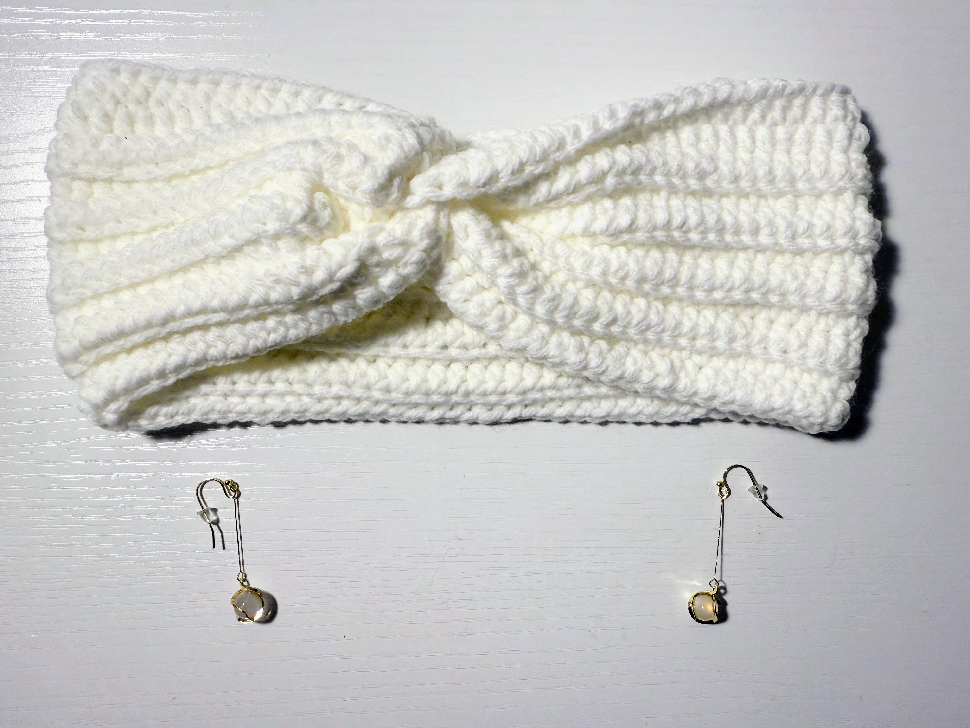 Handmade White Knitted Headband