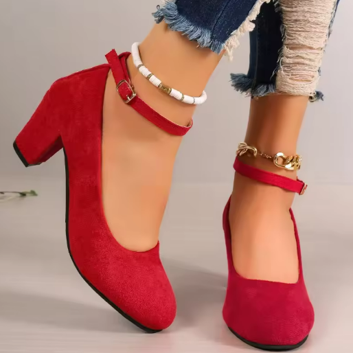 Red Suede Heeled Shoes