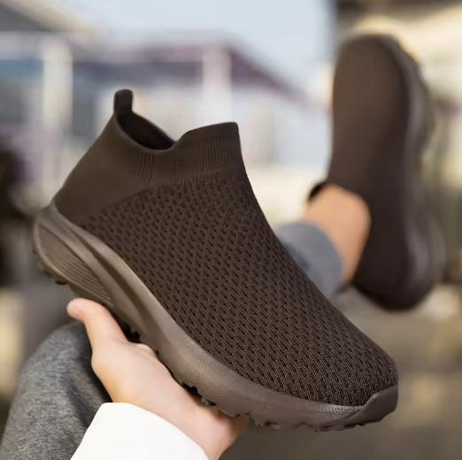 Black Mesh Slip-On Sneakers
