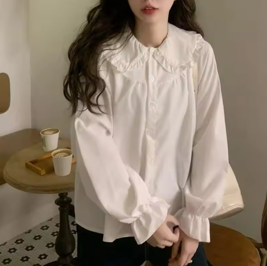 Women's White Long Sleeve Blouse