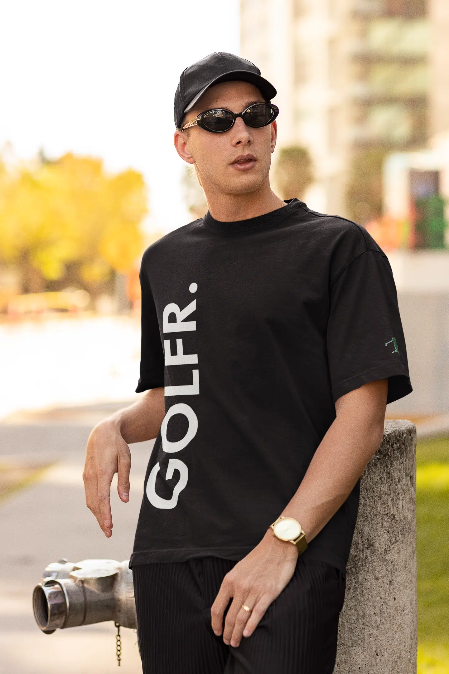 Oversized GOLFR Black T-Shirt