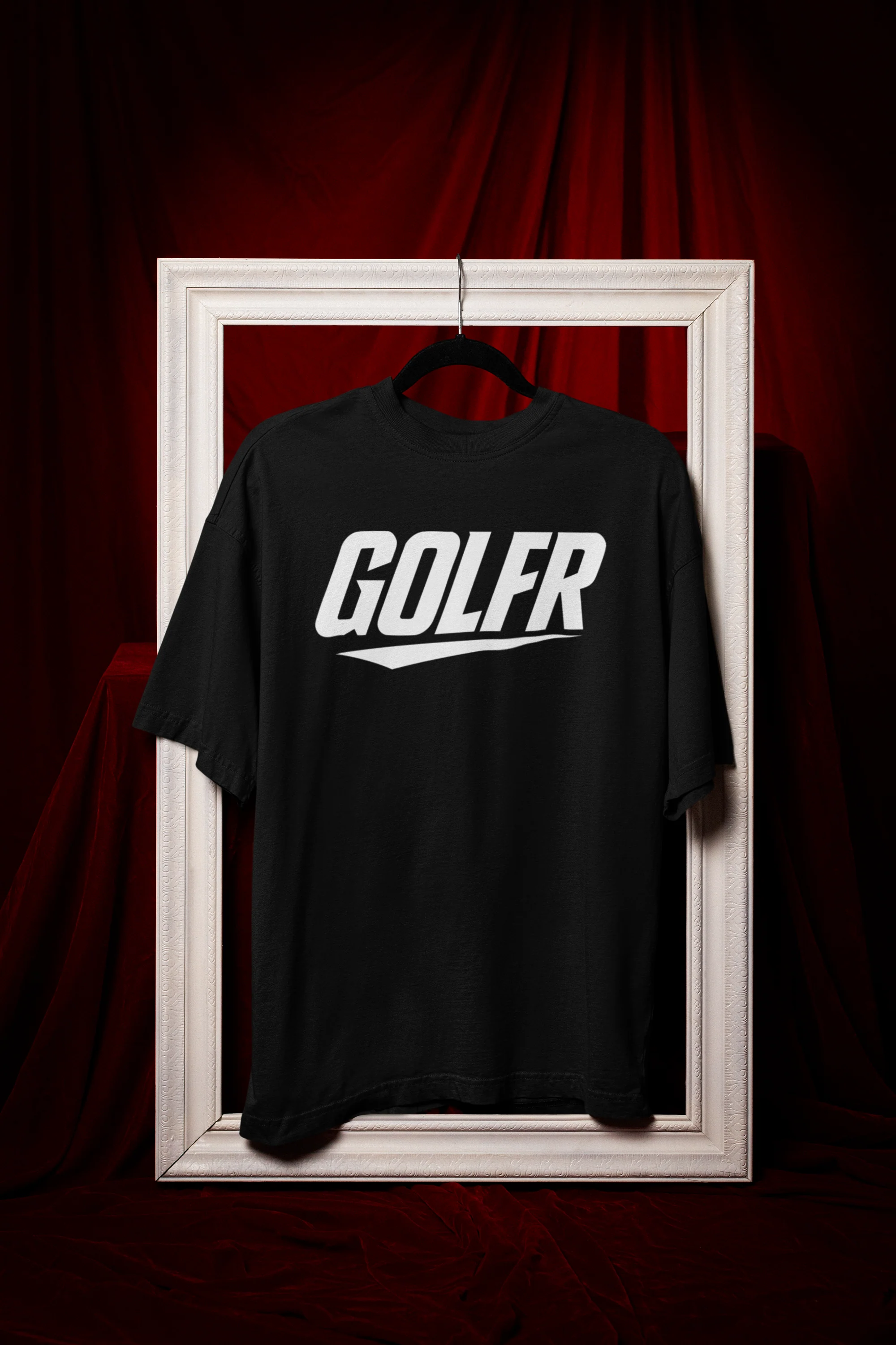 Oversized GOLFR Black Graphic Black T-Shirt