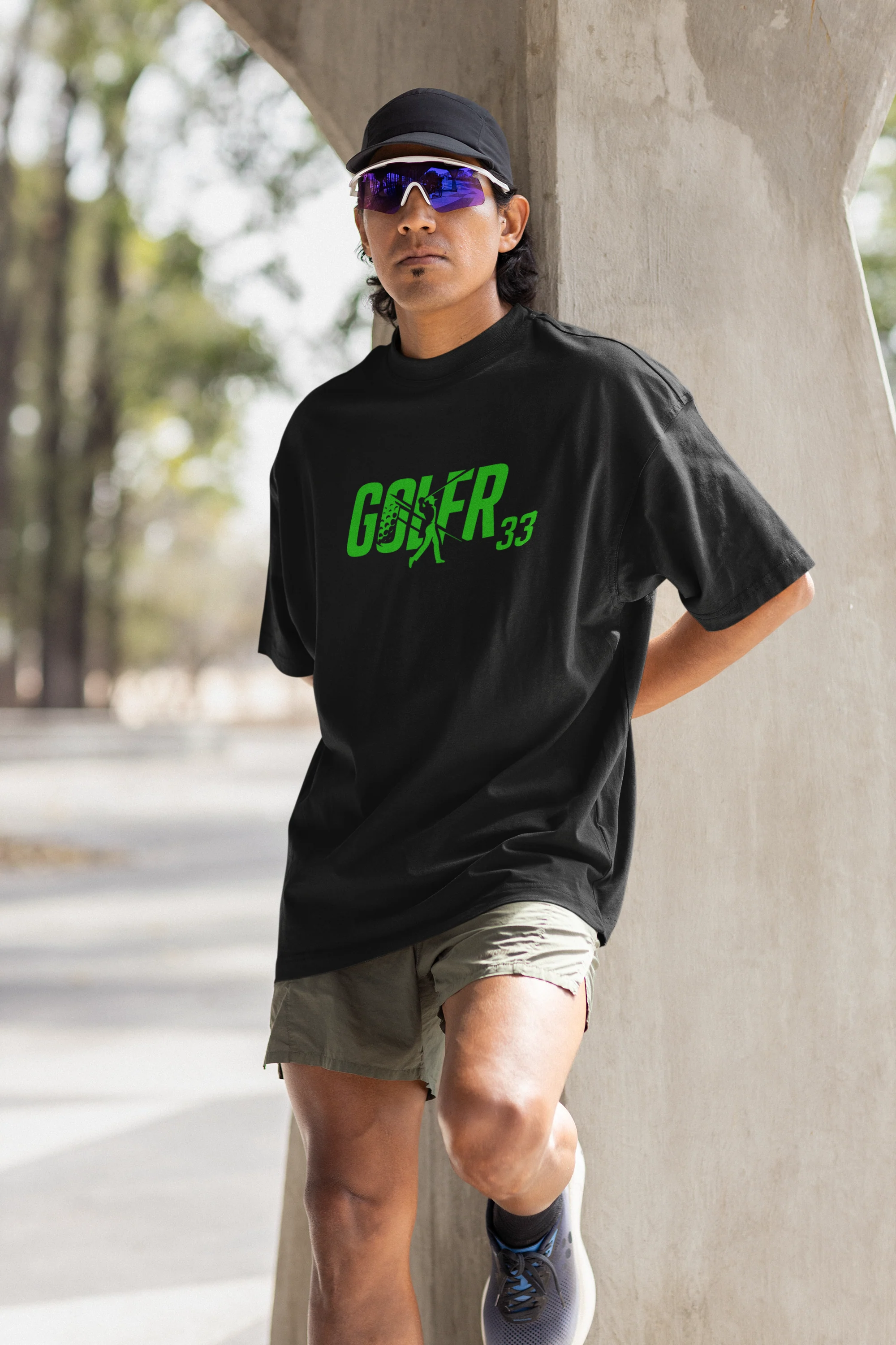 Oversized GOLFR Graphic White, Black, Mud Yellow T-Shirt