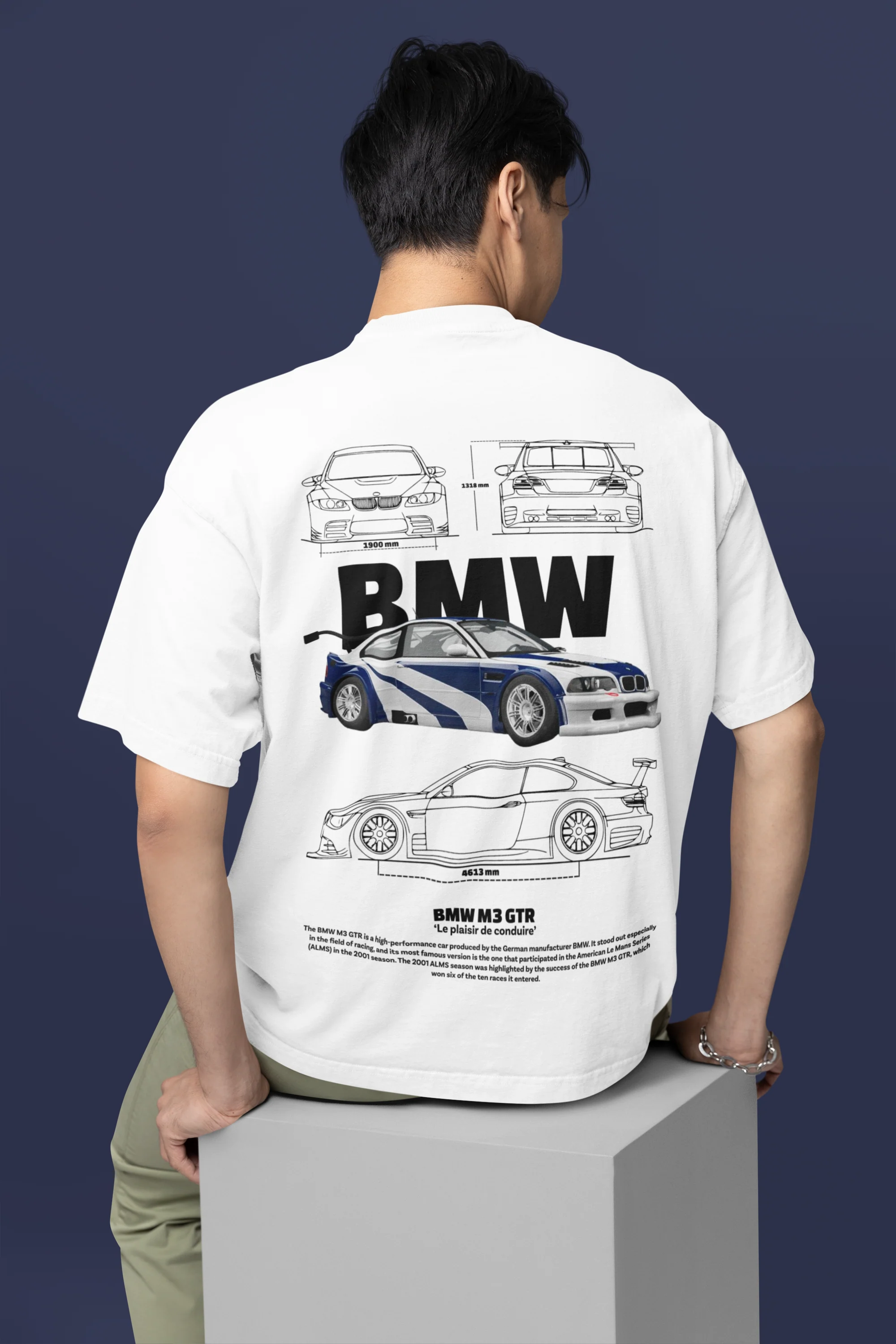Oversized BMW M3 GTR Graphic White T-Shirt