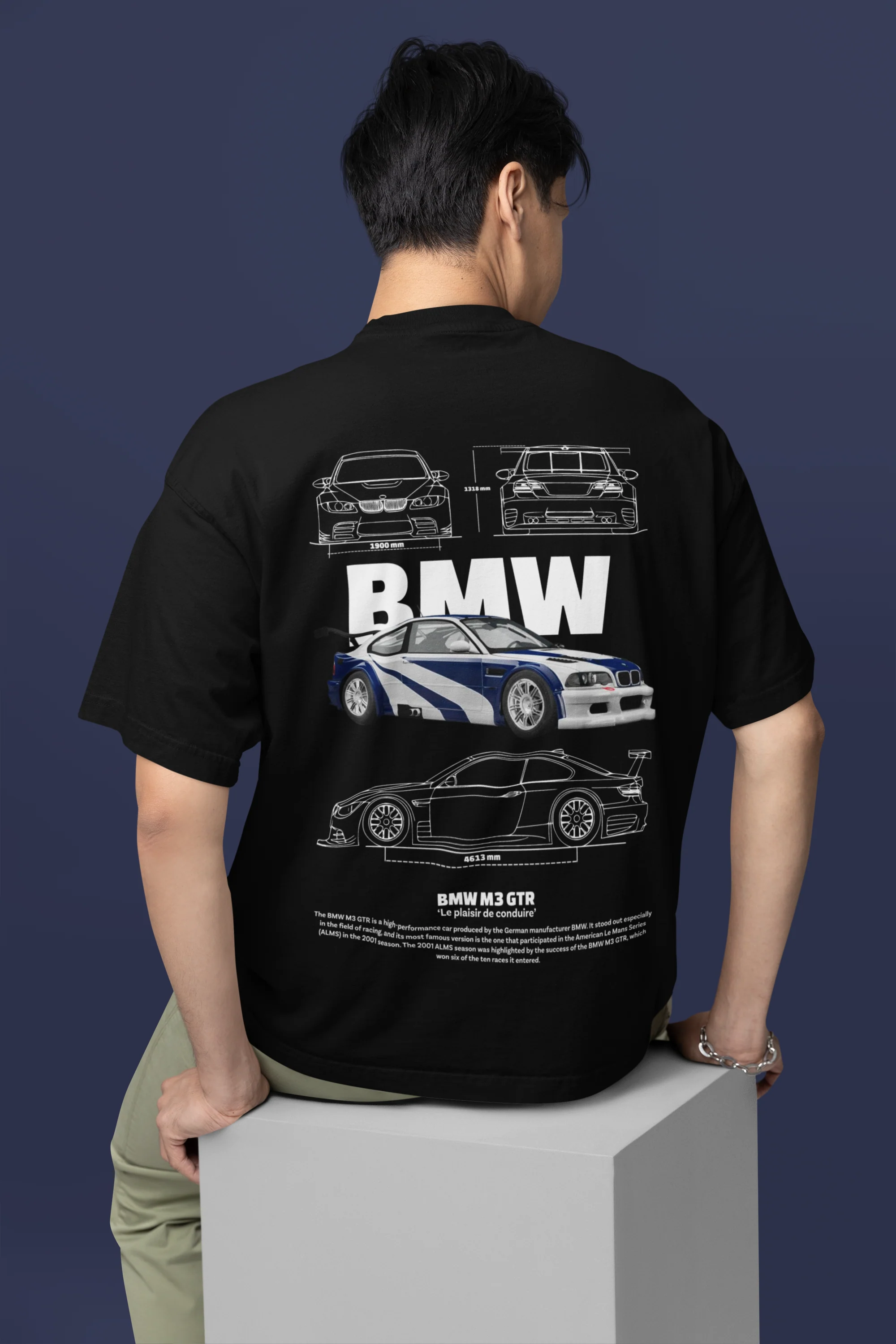 Oversized BMW M3 GTR Graphic White T-Shirt