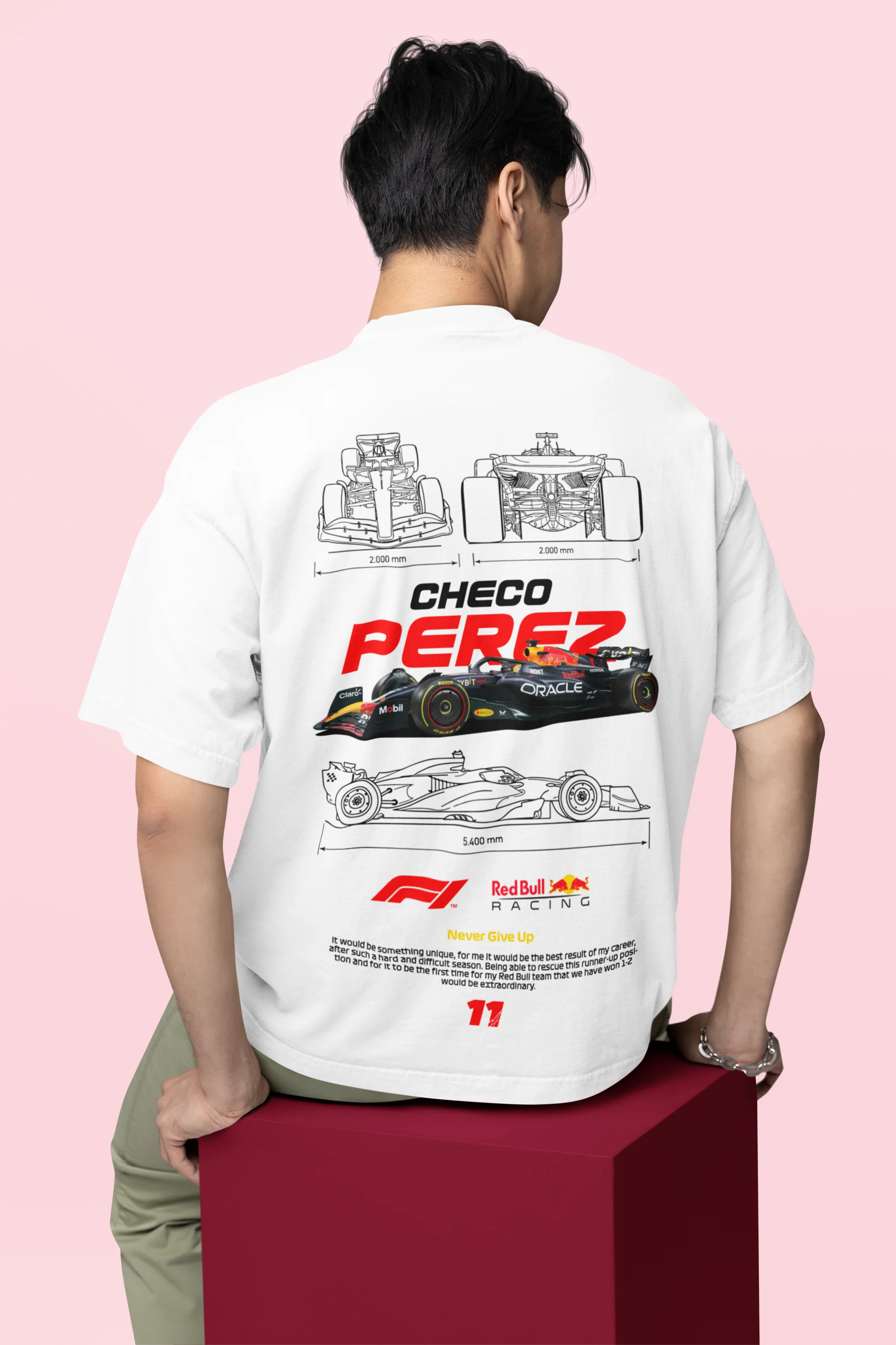 Oversized Checo Pérez Formula 1 Black, White T-Shirt