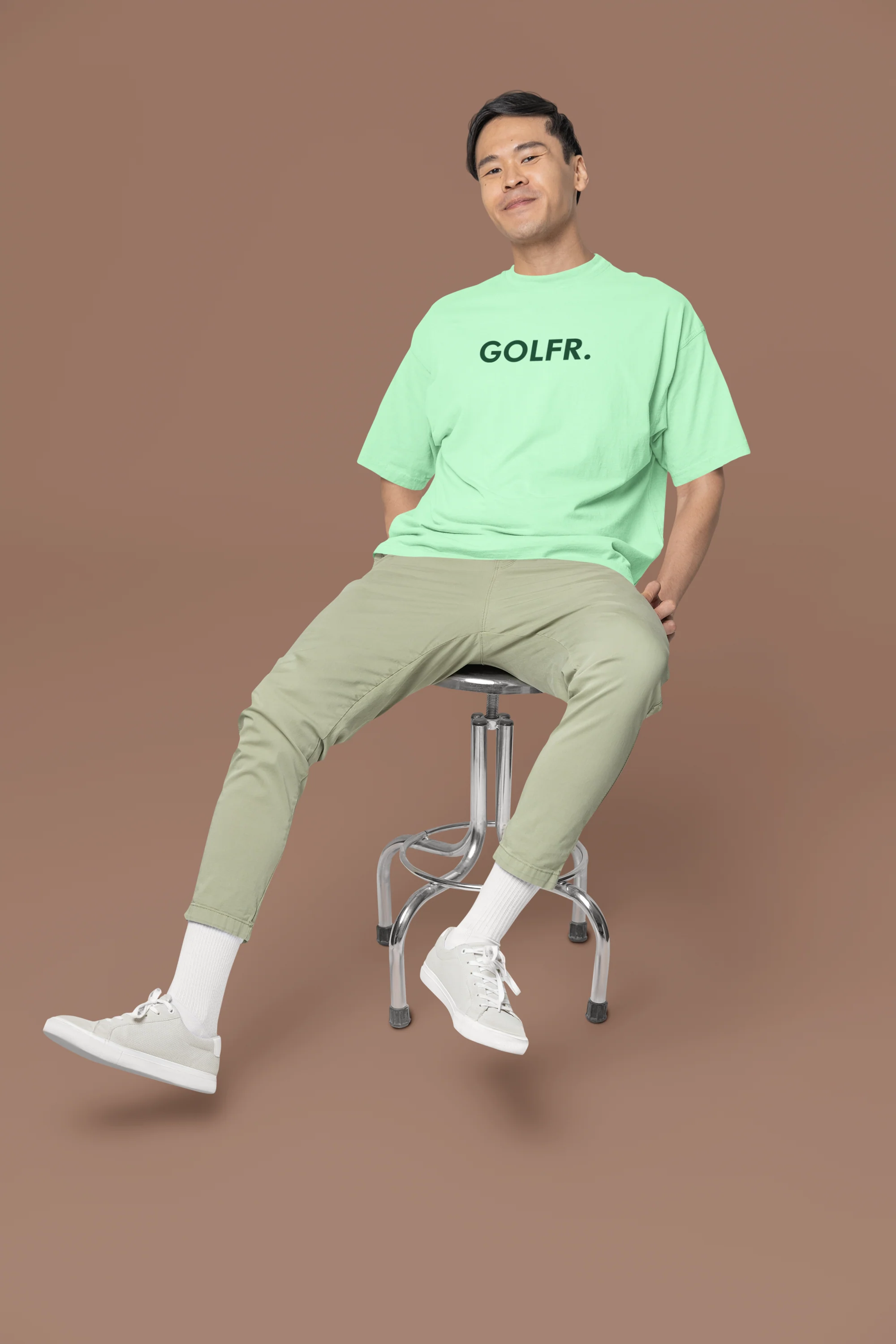 Oversized Graphic Car Print Light Green, White T-Shirt