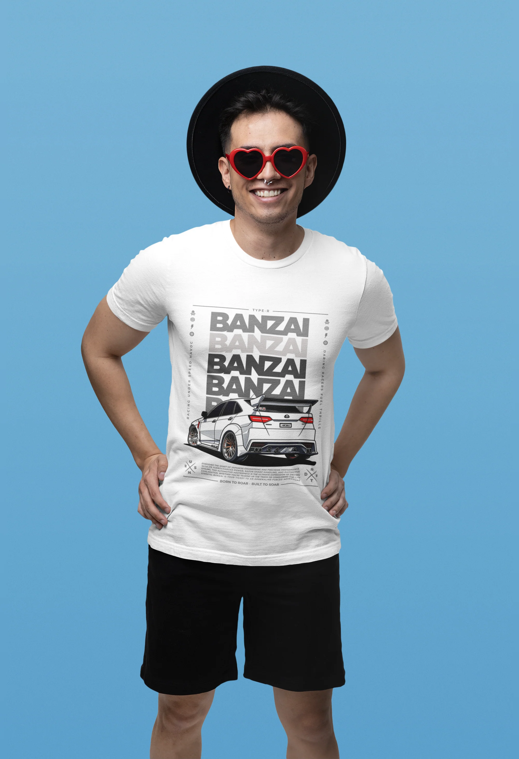 Banzai Car Graphic T-Shirt White