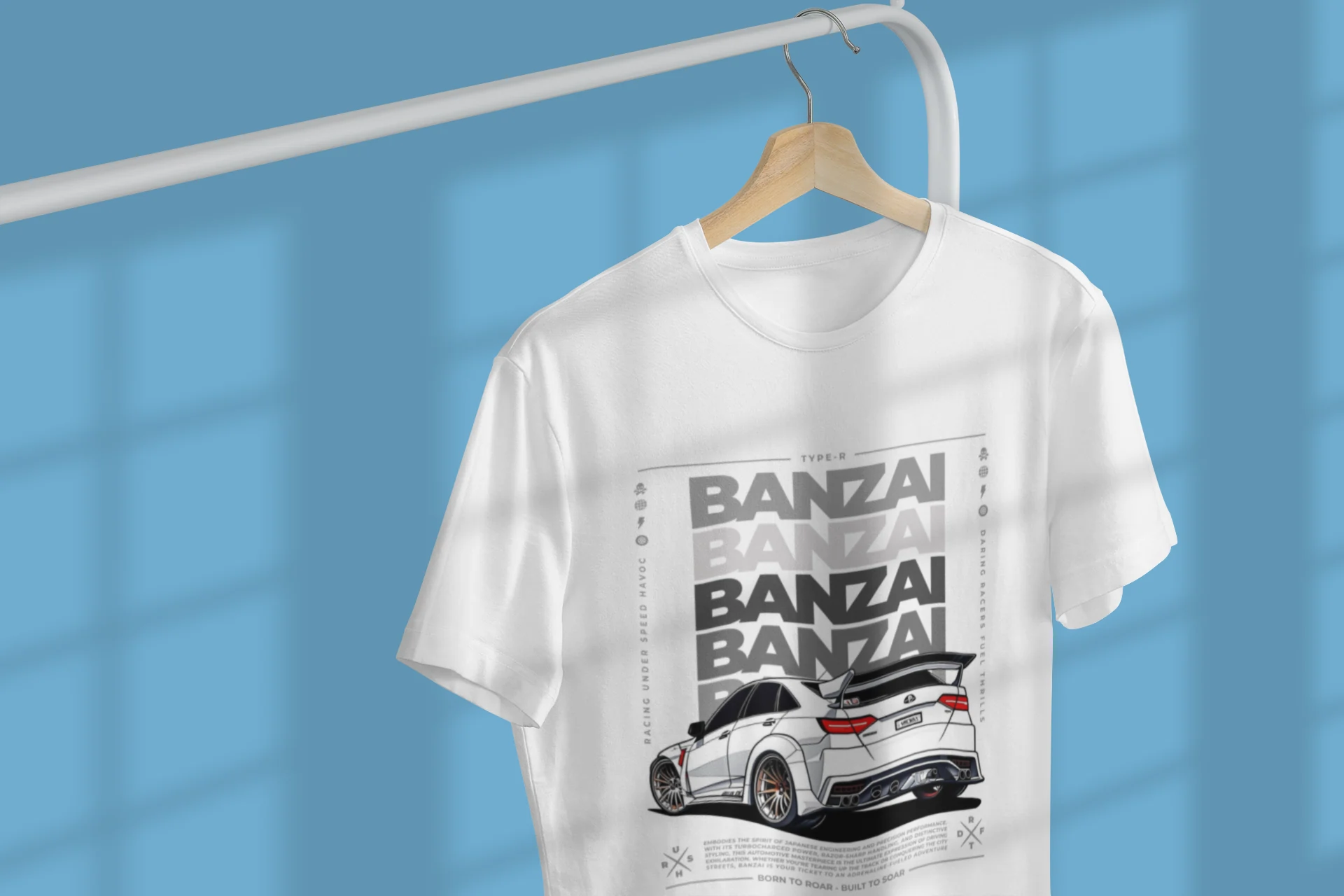 Banzai Car Graphic T-Shirt White