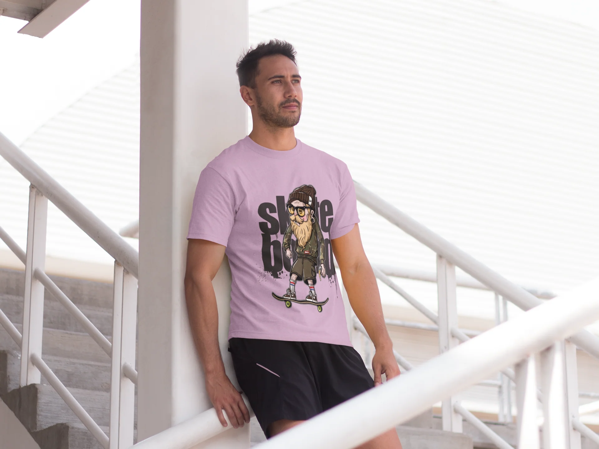 Skater Dude Graphic Lilac T-Shirt