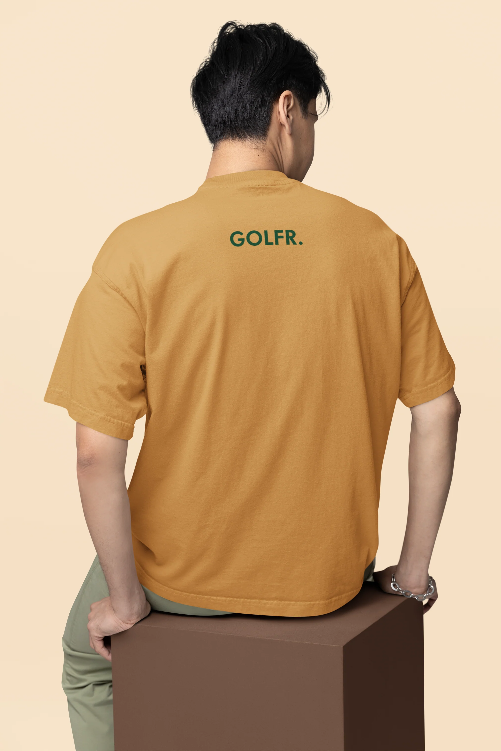 Oversized Graphic Cartoon Mud Yellow T-Shirt