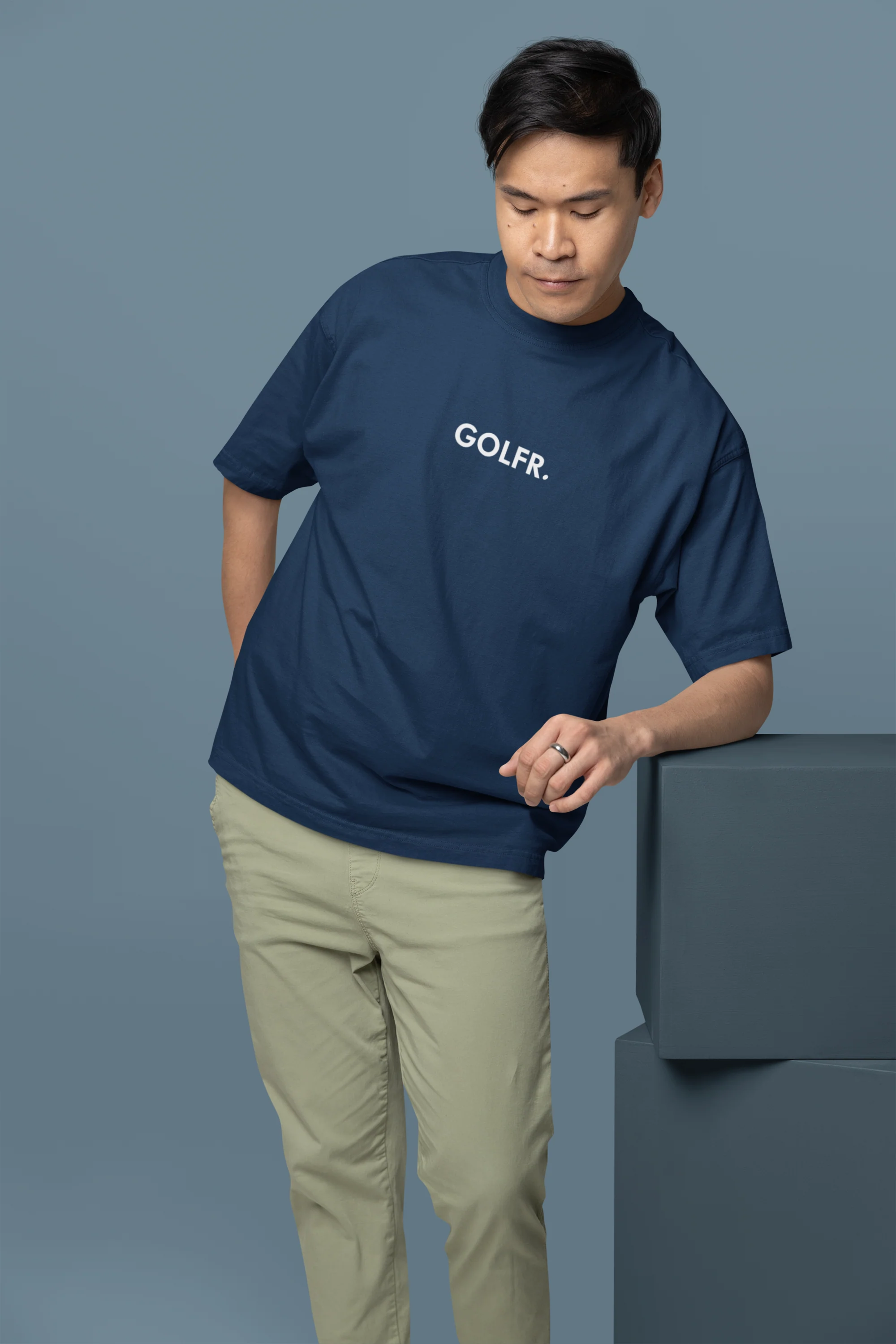 Oversized Jeep Wrangler Rubicon Graphic Navy Blue T-Shirt