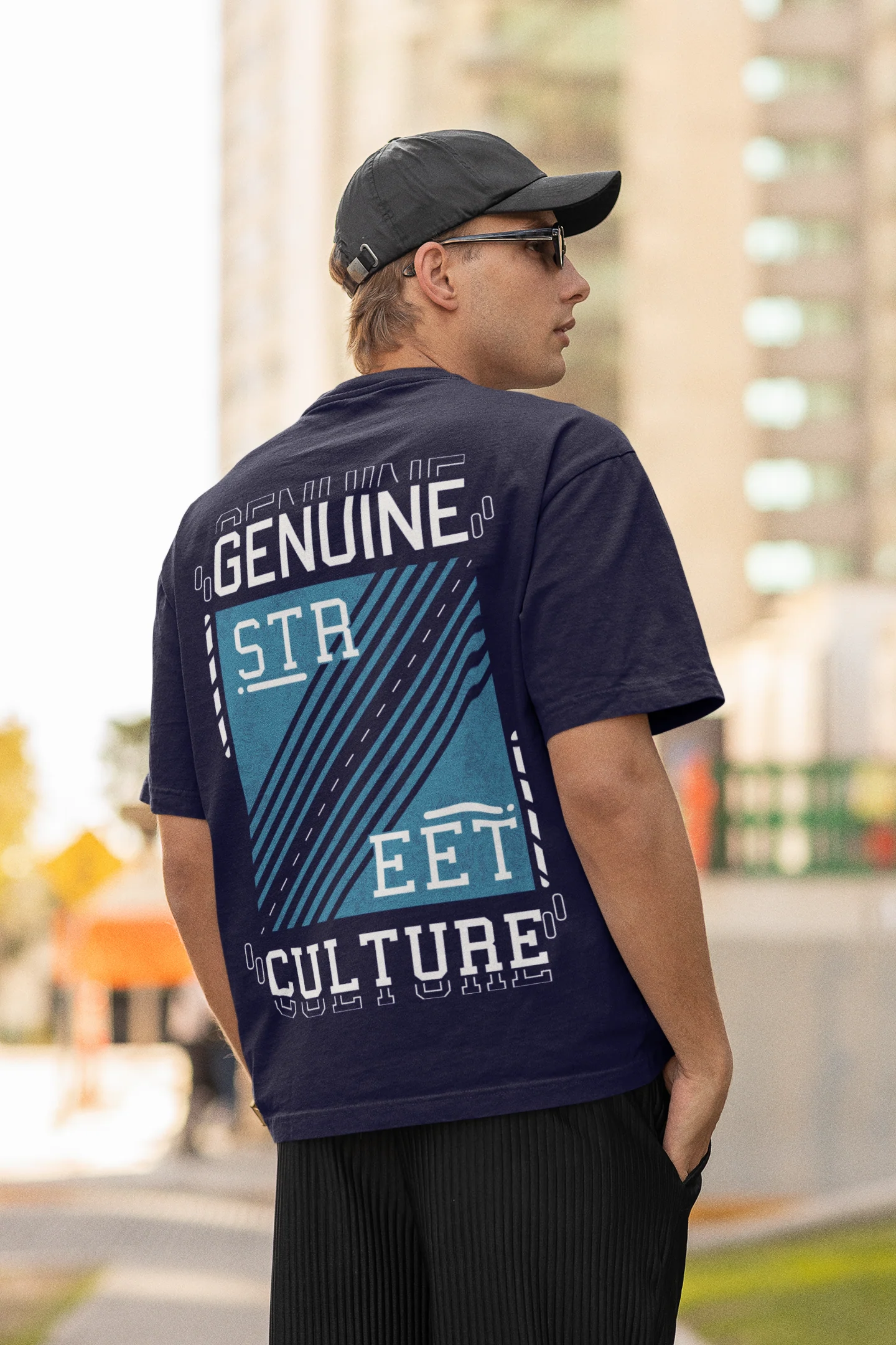 Oversized Genuine Street Culture Navy Blue T-Shirt