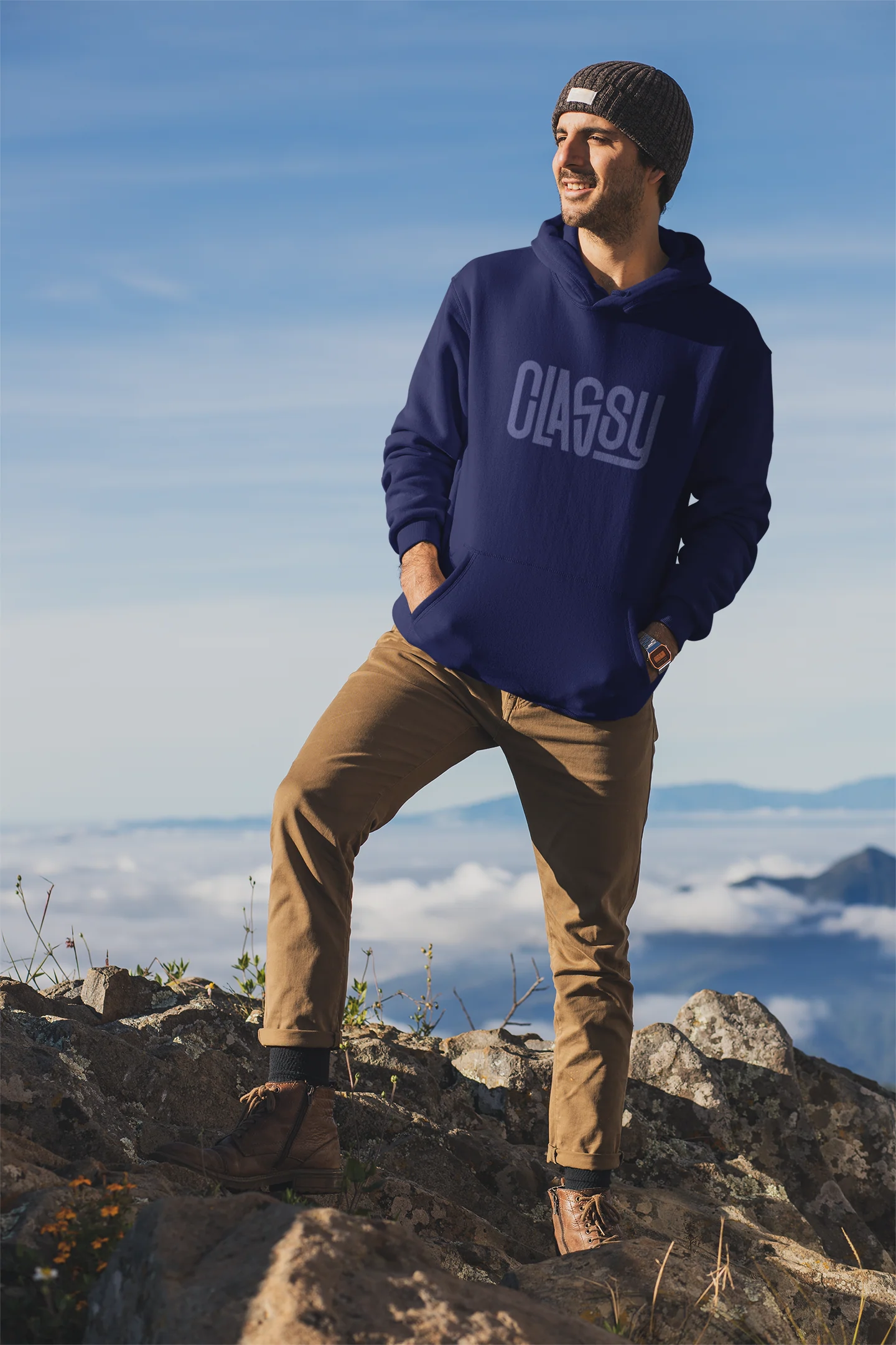 Classy Navy Blue Hoodie