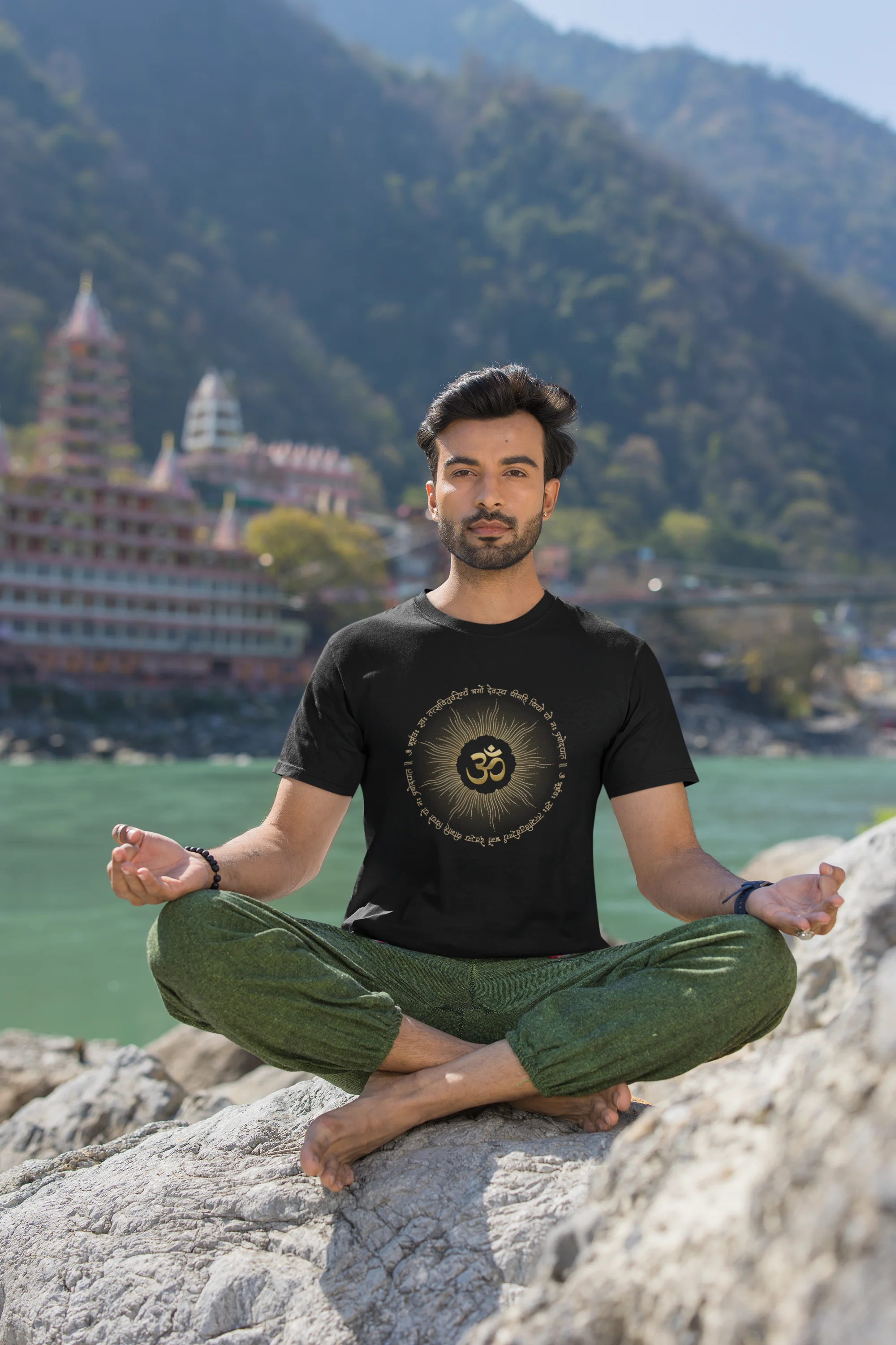 Men's Yoga Meditation Black T-shirt
