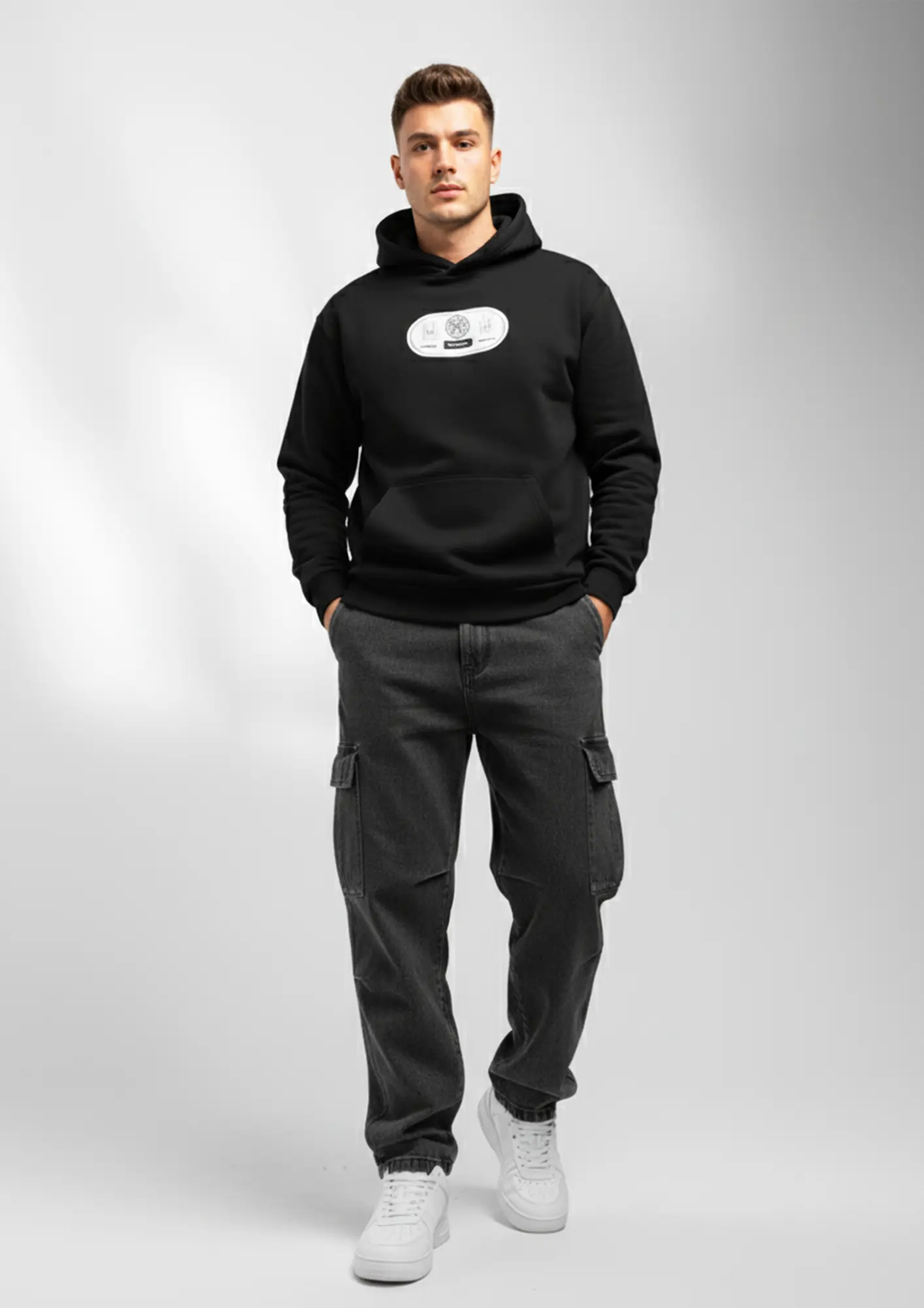 Black Graphic Hoodie For Men