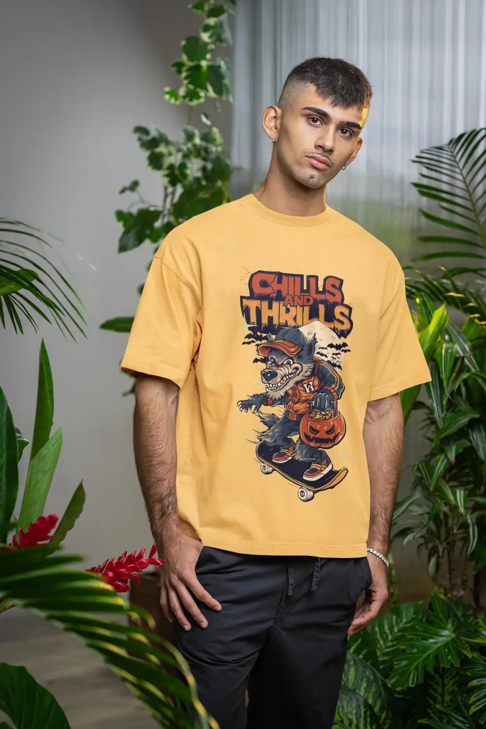 Oversized Chills and Thrills Graphic T-Shirt