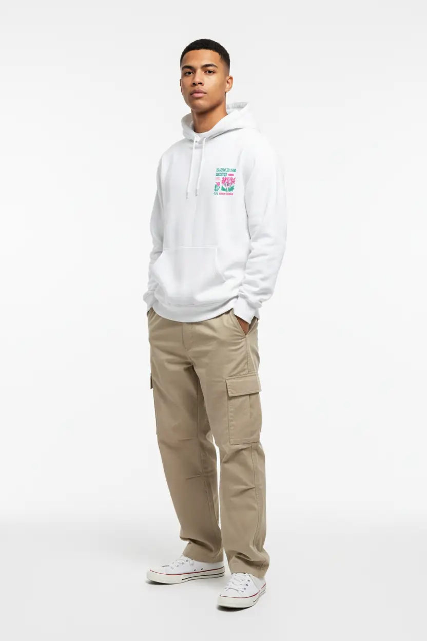 White Floral Graphic Hoodie For Men