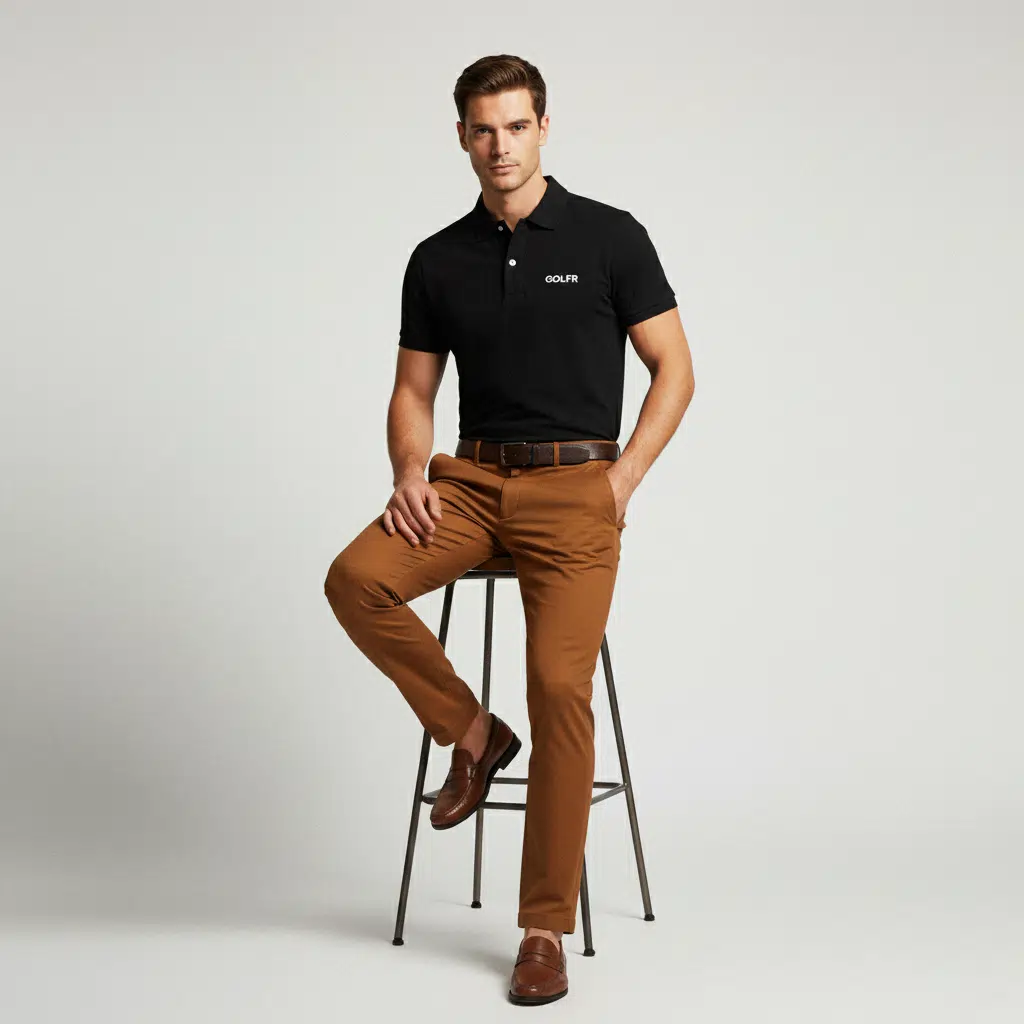 GOLFR Black Polo T-Shirt For Men