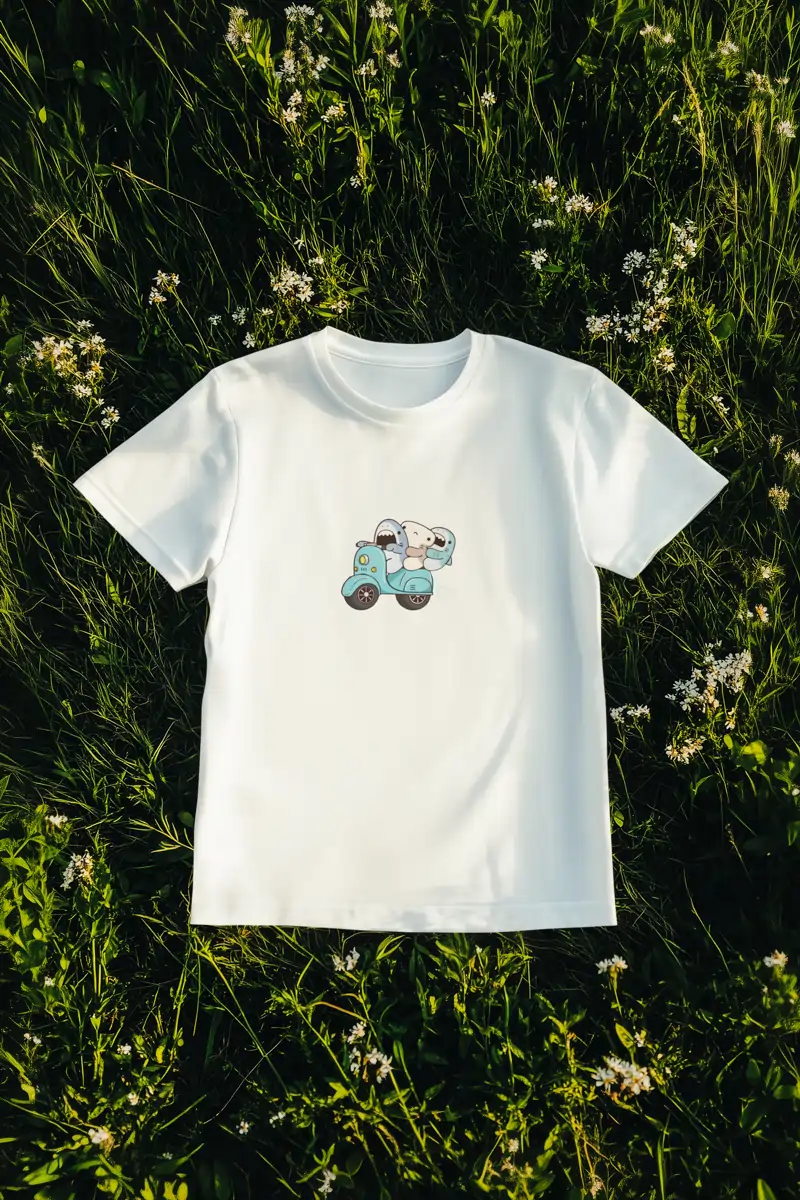 White T-shirt with Cute Animal Print