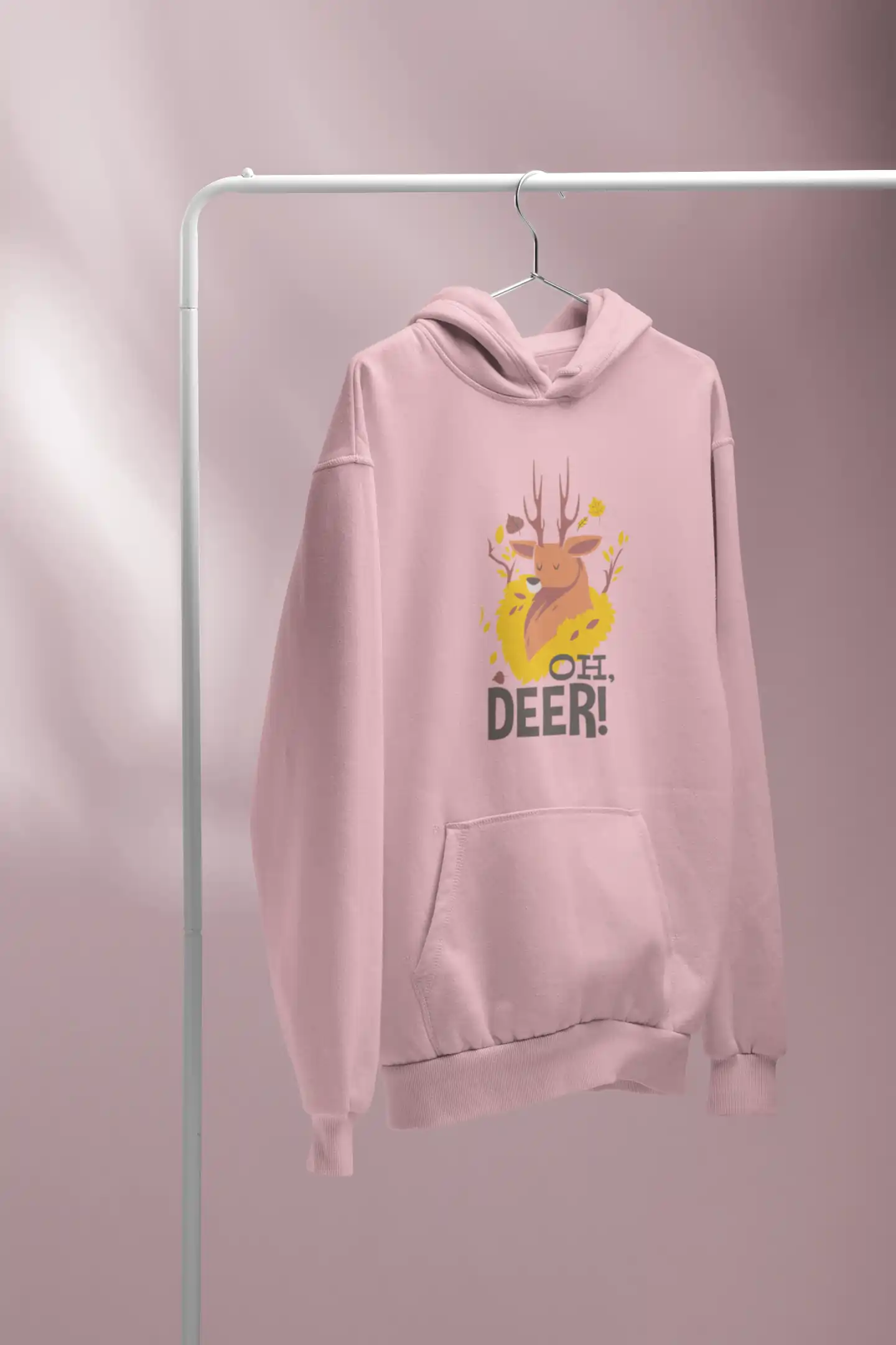 Pink Deer Printed Hoodie for men