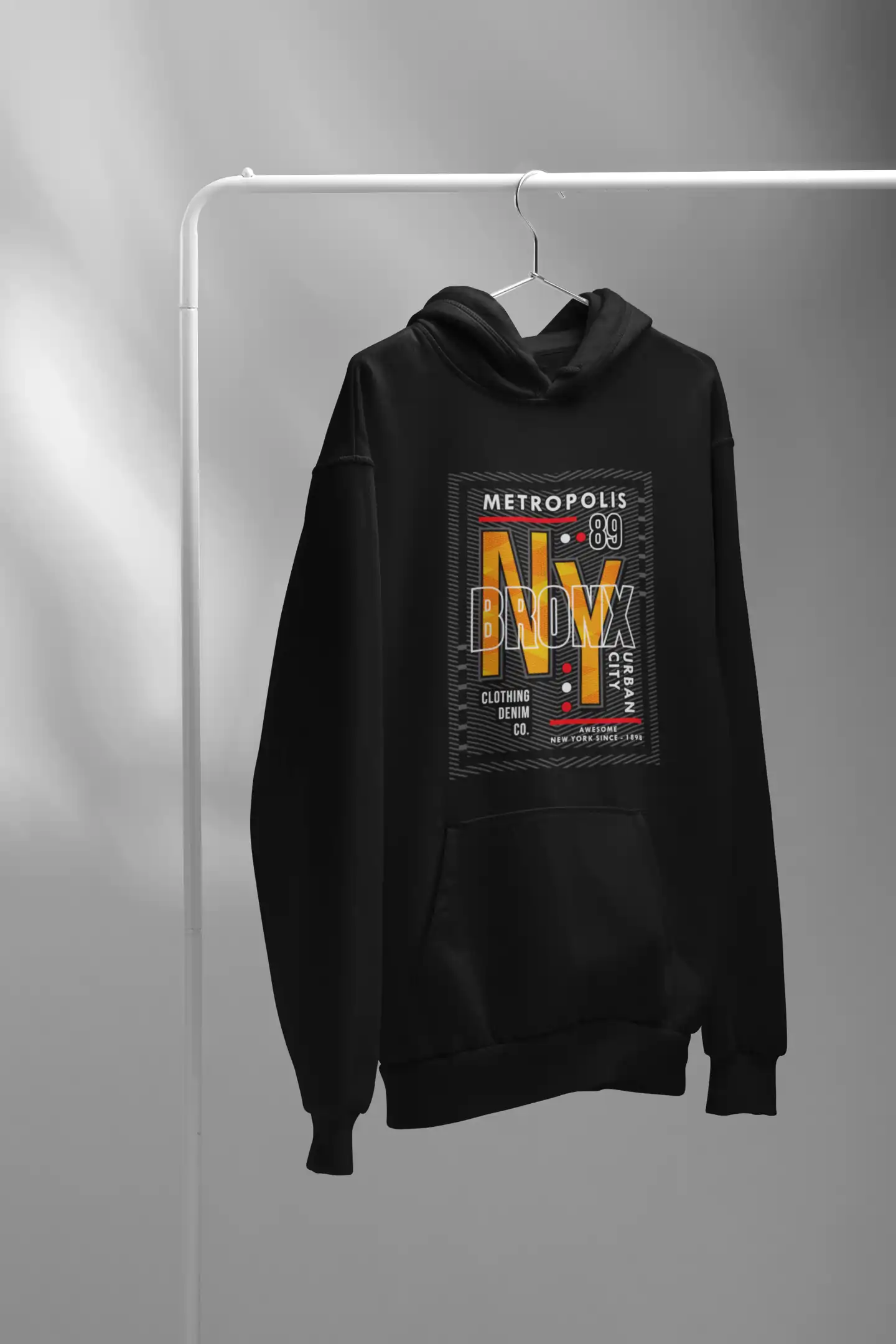 Black NY Bronx Hoodie for men