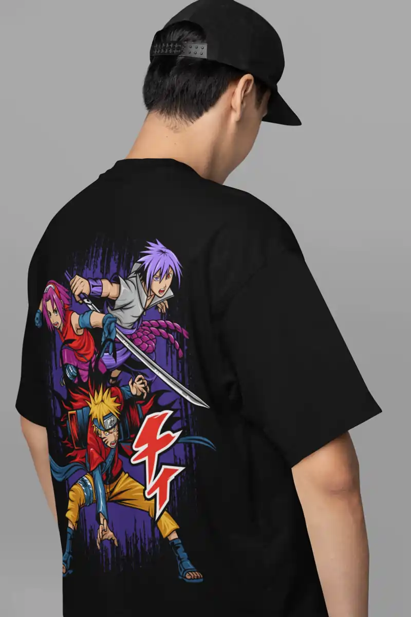 Oversized Tee Naruto Anime Graphic T-Shirt for men