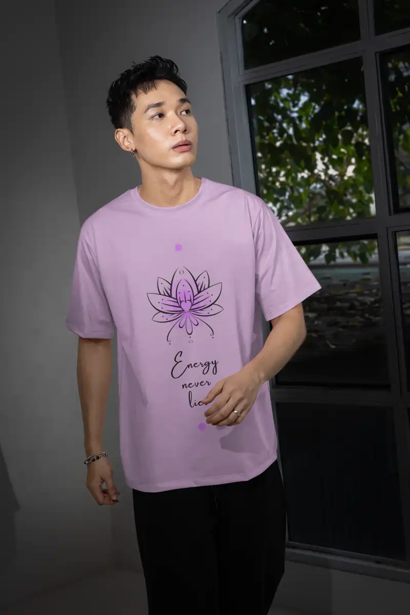 Oversized Lavender Lotus Motivational T-Shirt